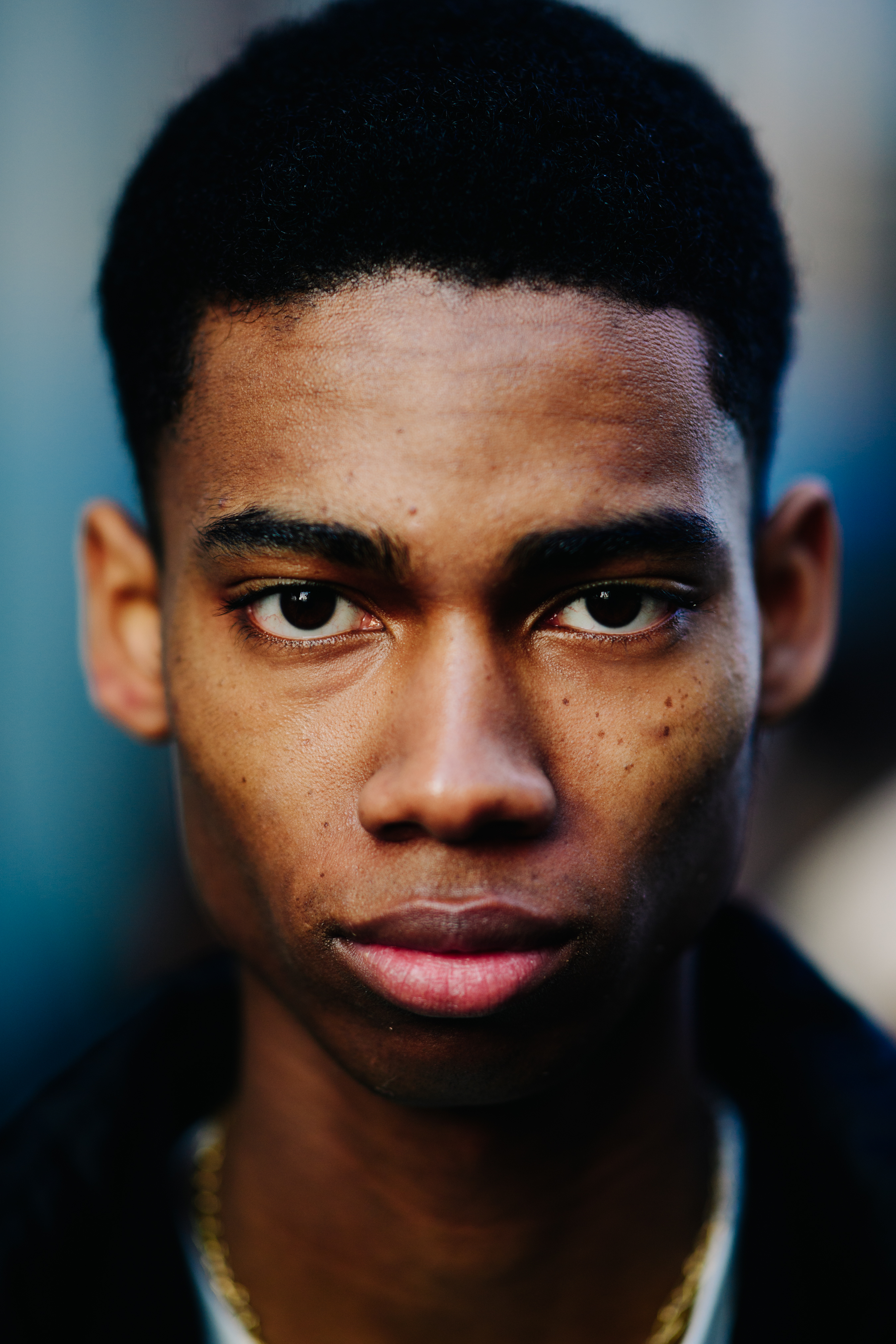Portrait of model with short hair
