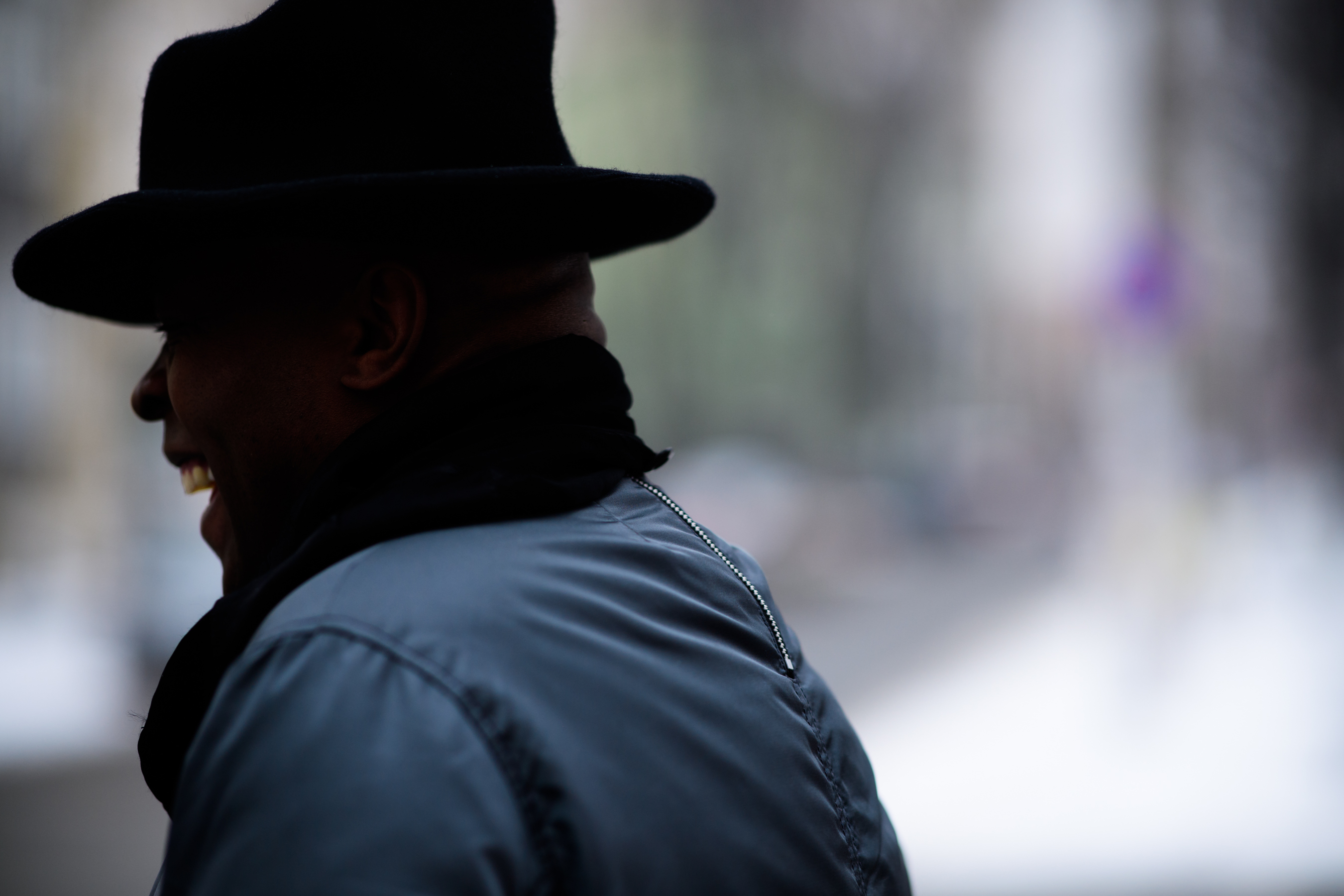 Man wearing bomber jacket