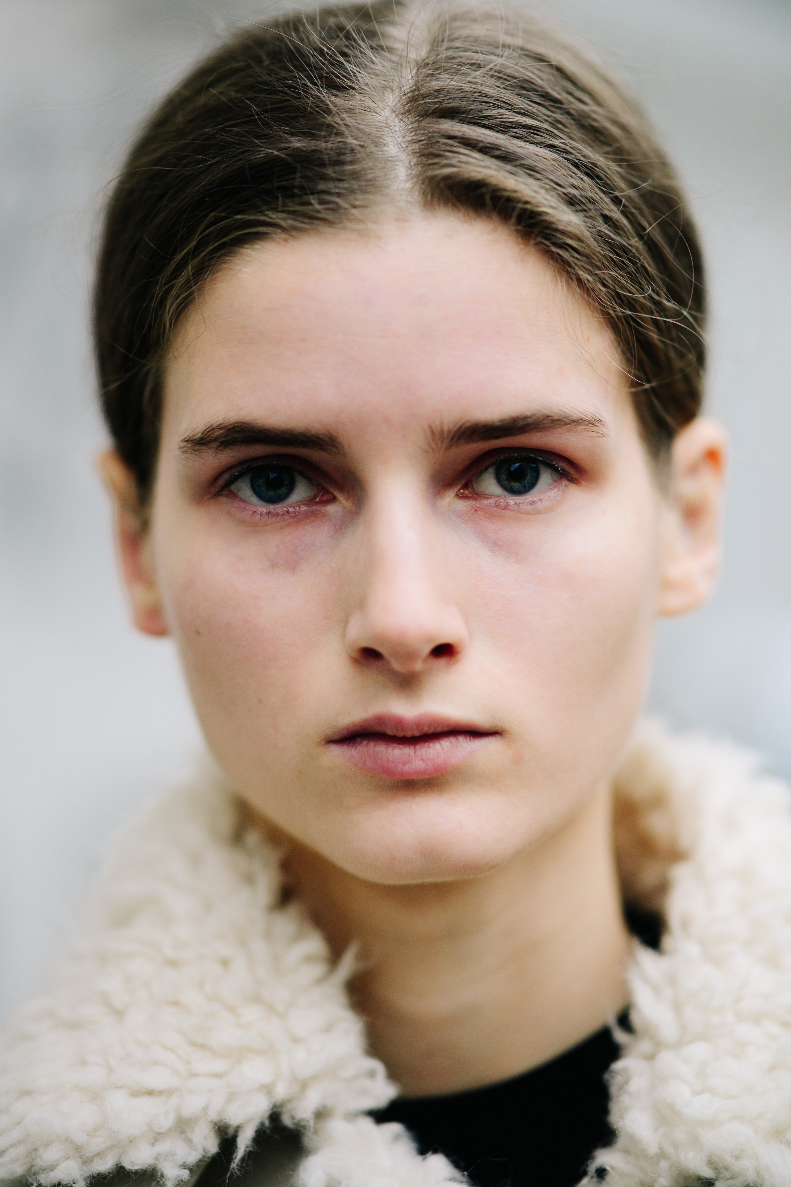 Portrait of model with long collected hair