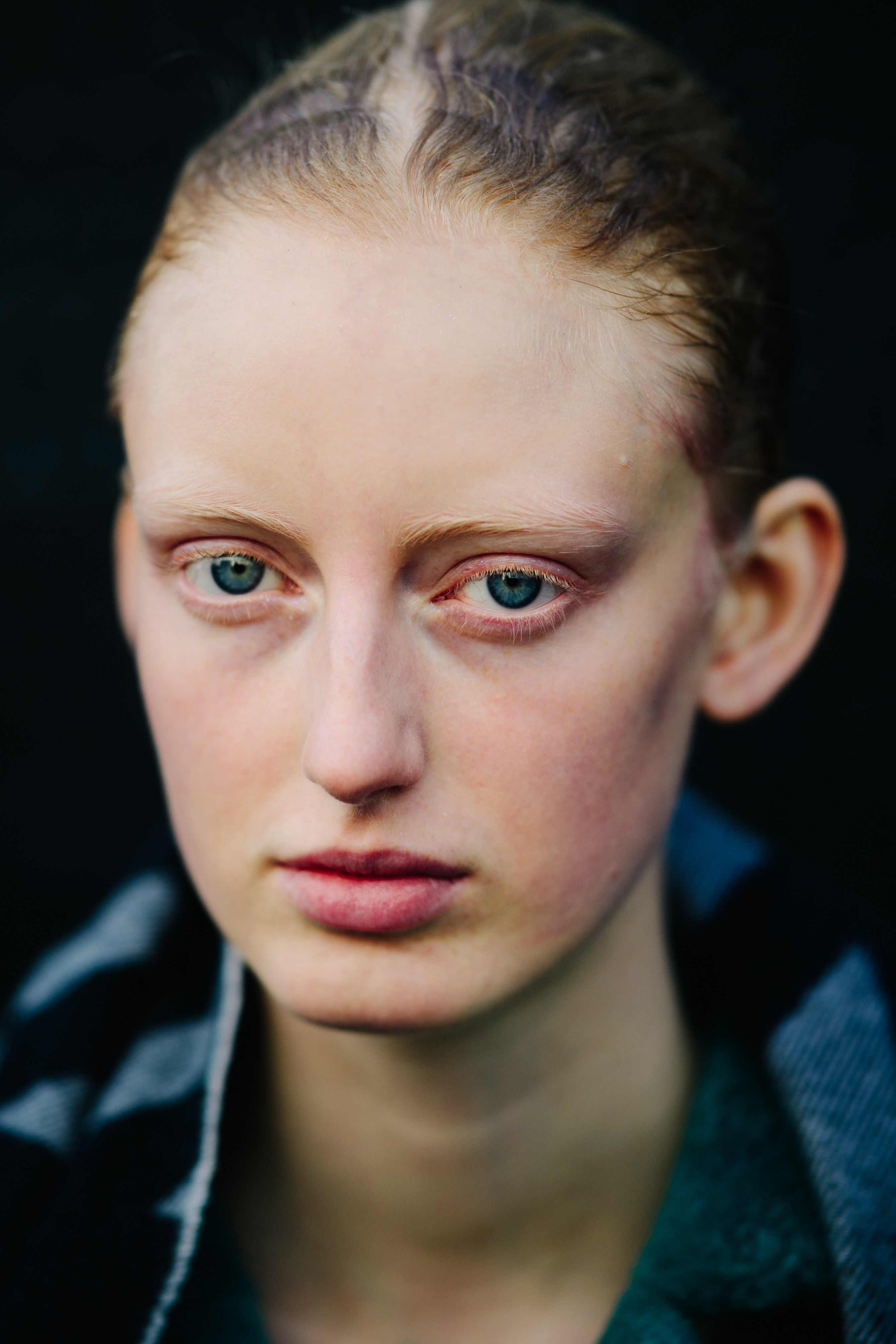 Portrait of model with blue eyes