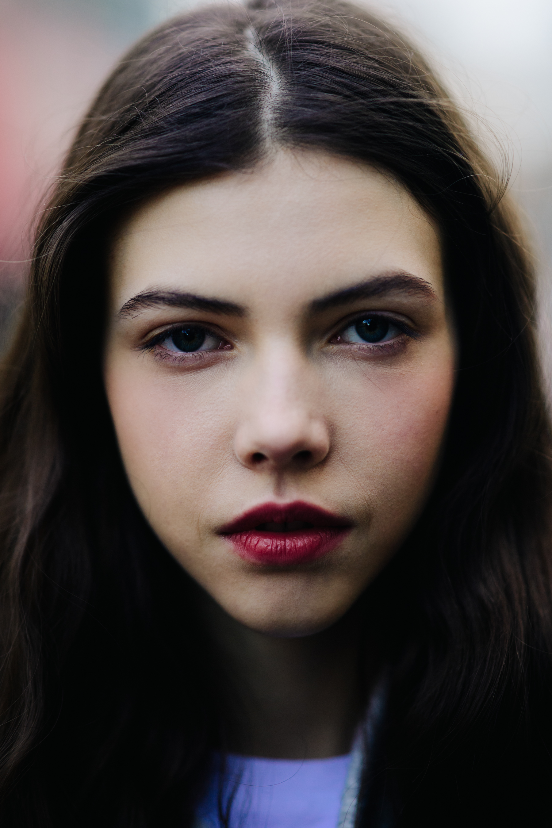 Portrait of a model with red lips