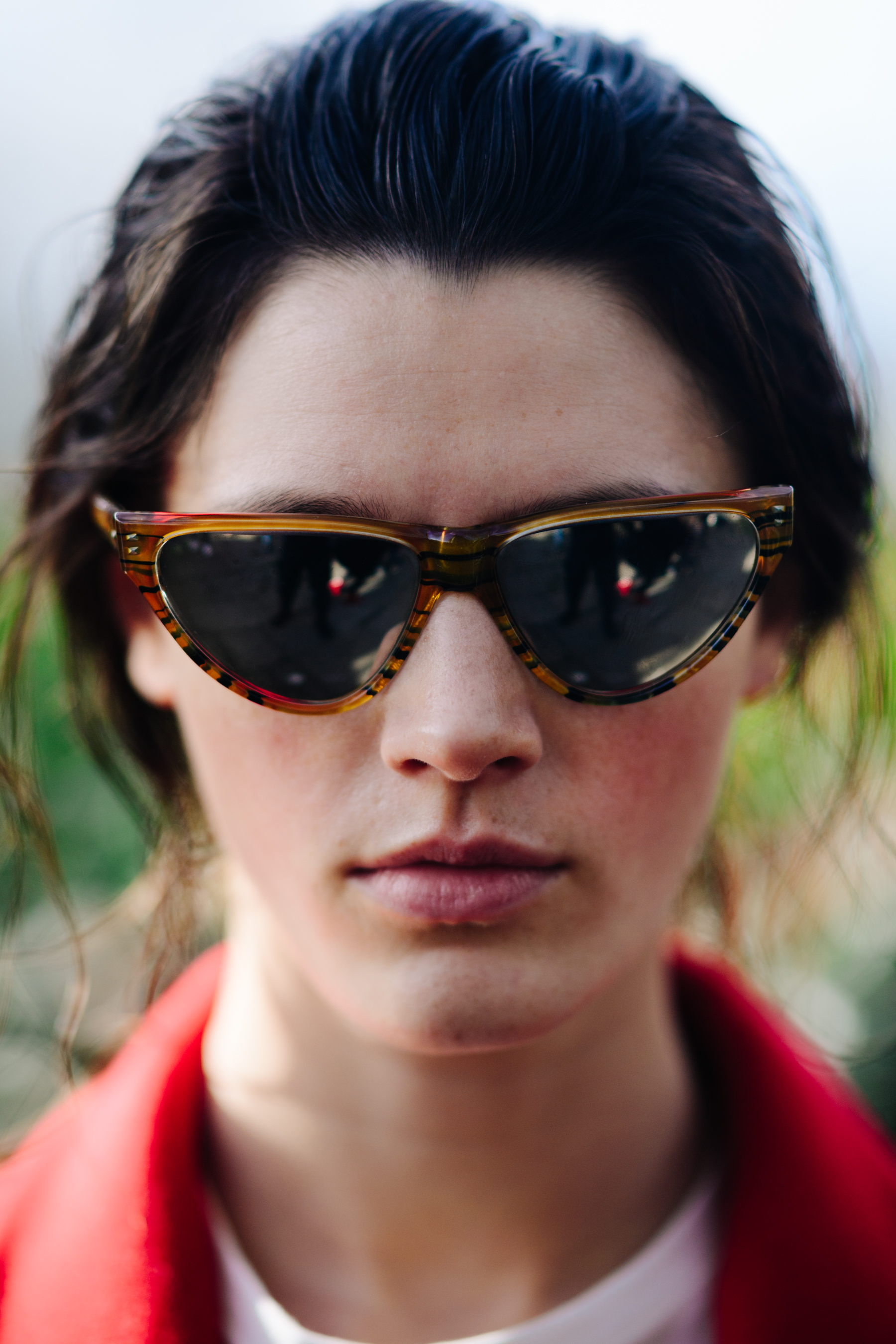 Portrait of an American model in glasses