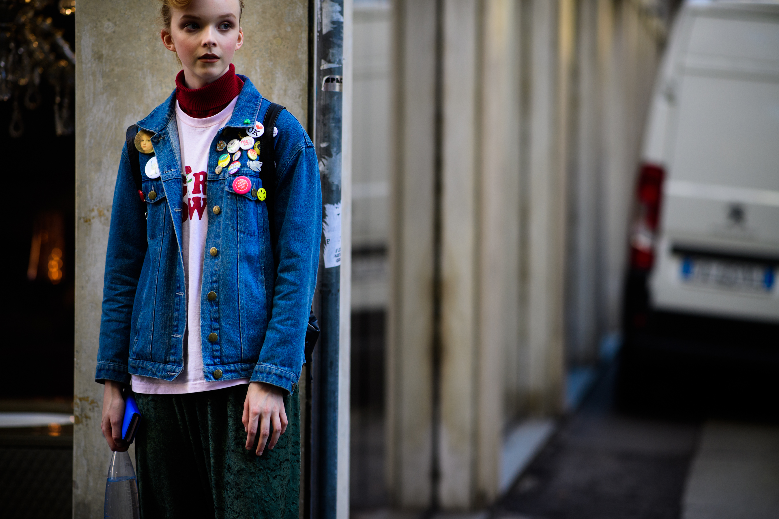Model wearing denim