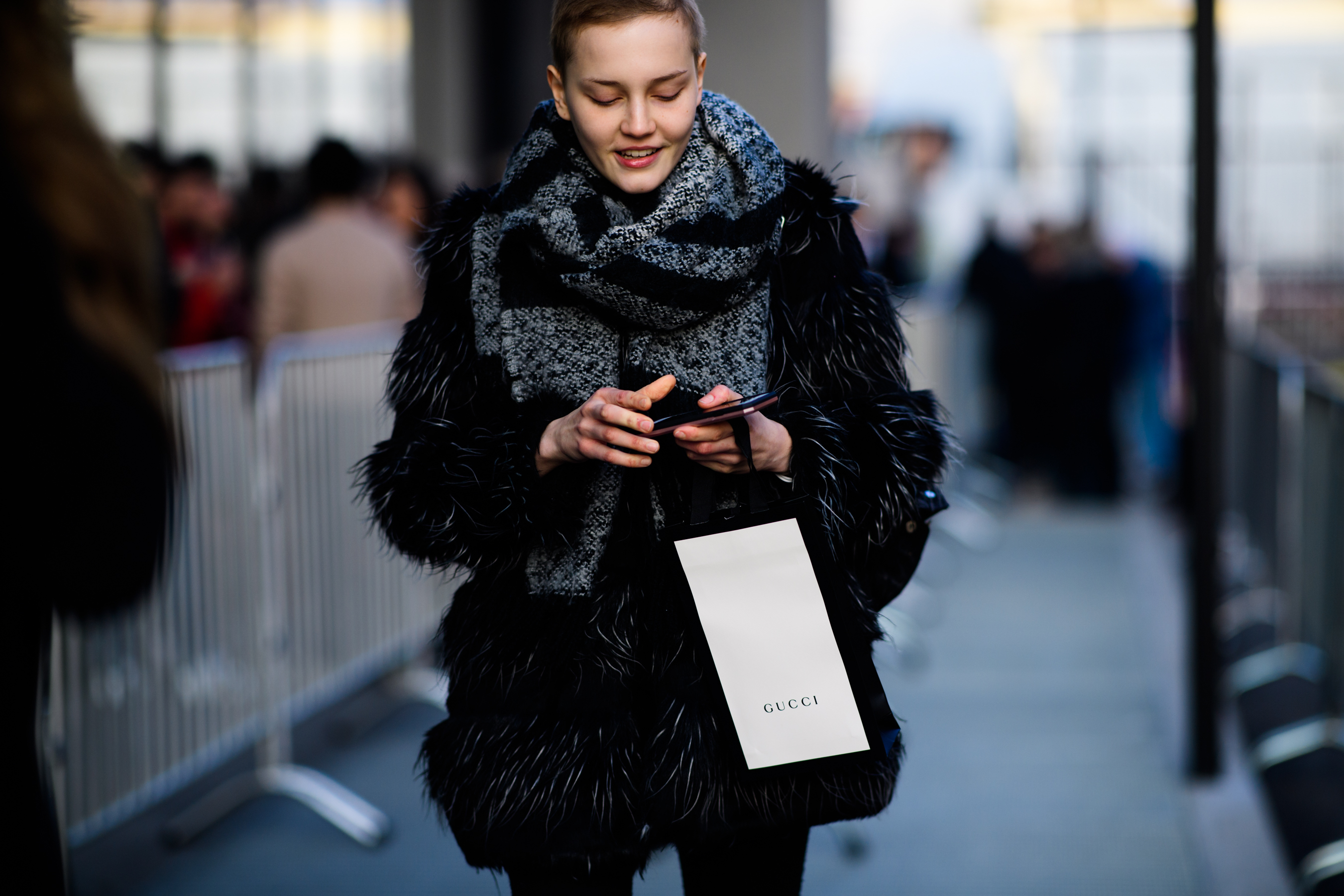 Portrait of model with fur coat
