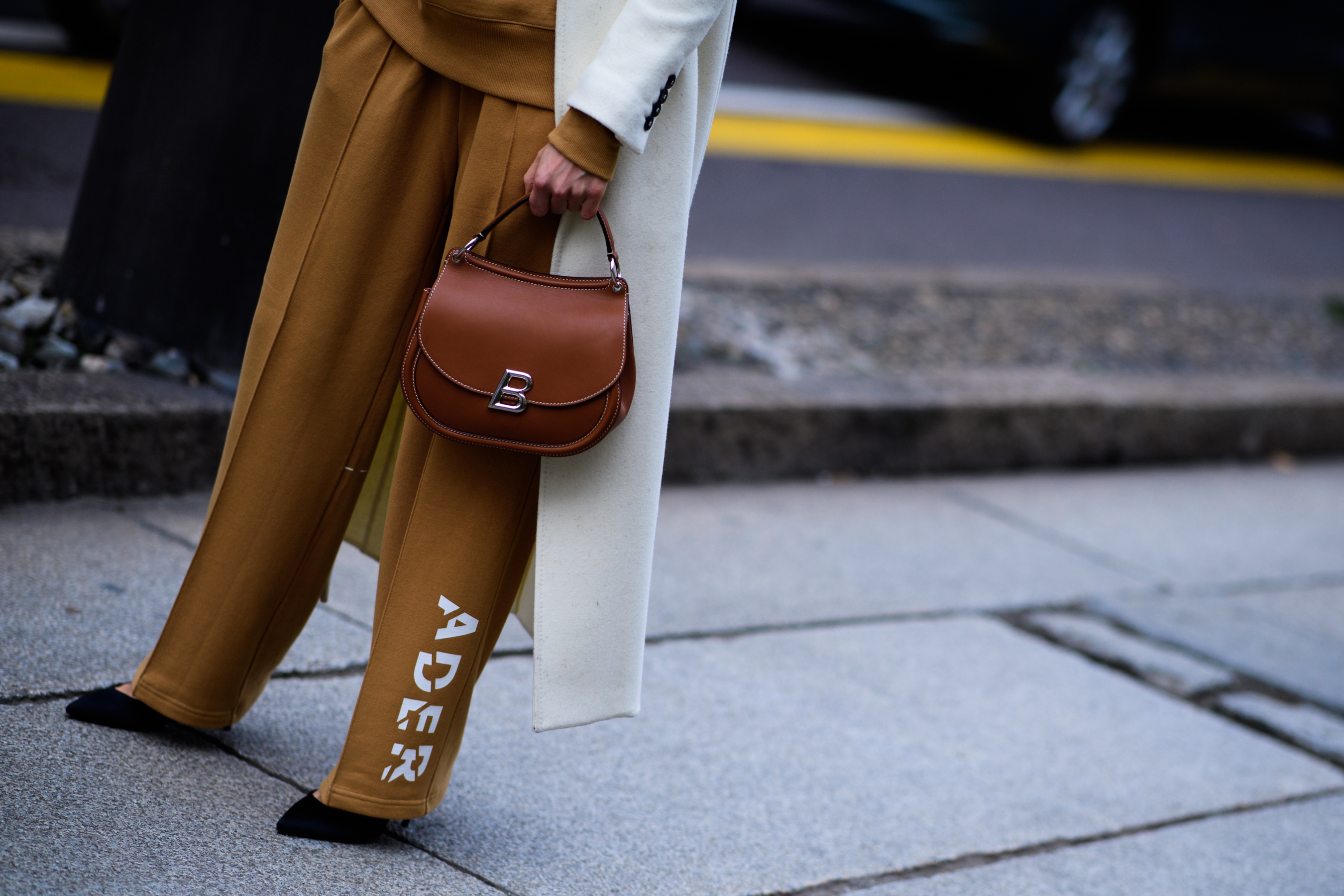Woman wearing brown pants