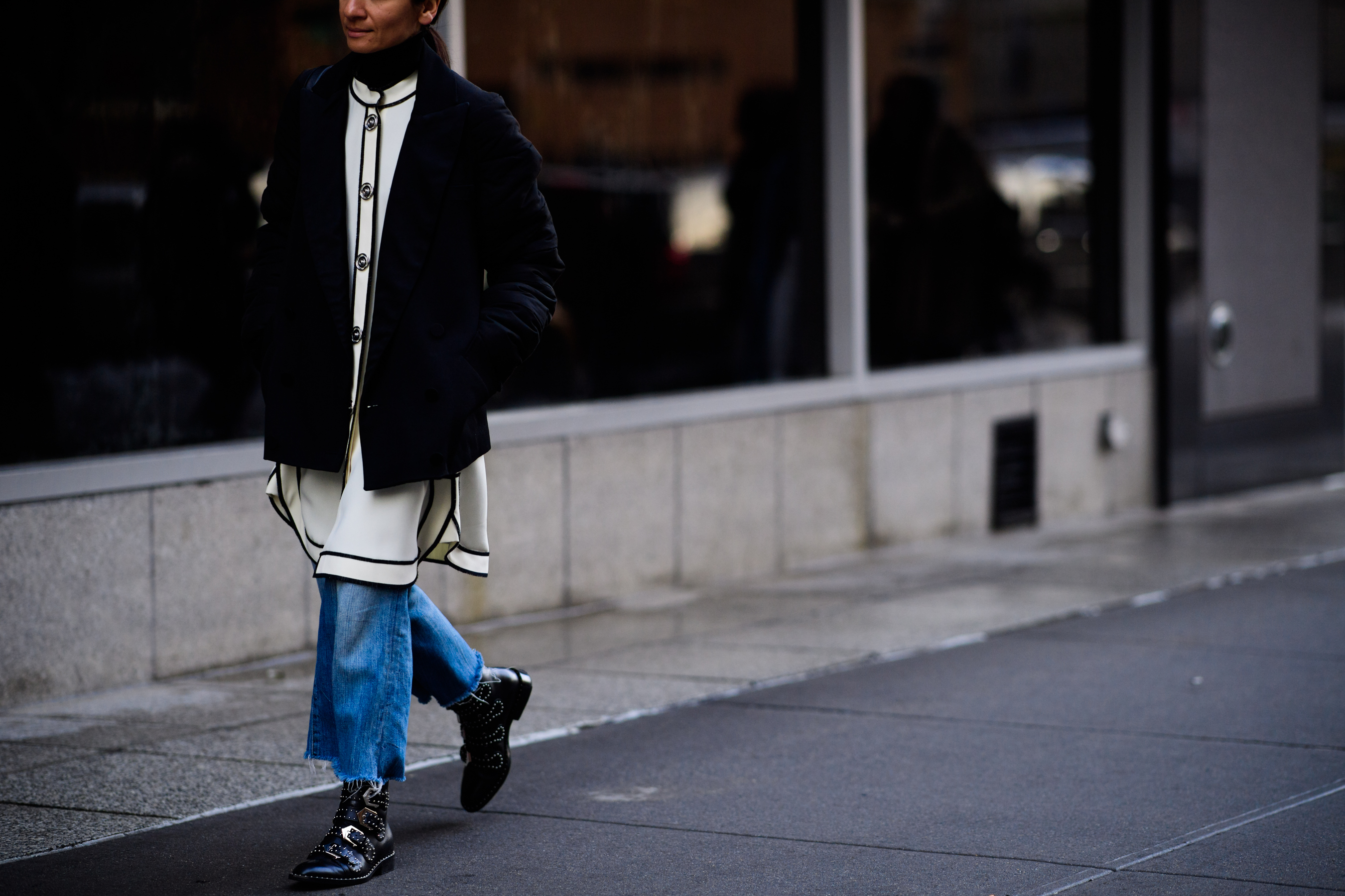 Woman wearing blue jeans