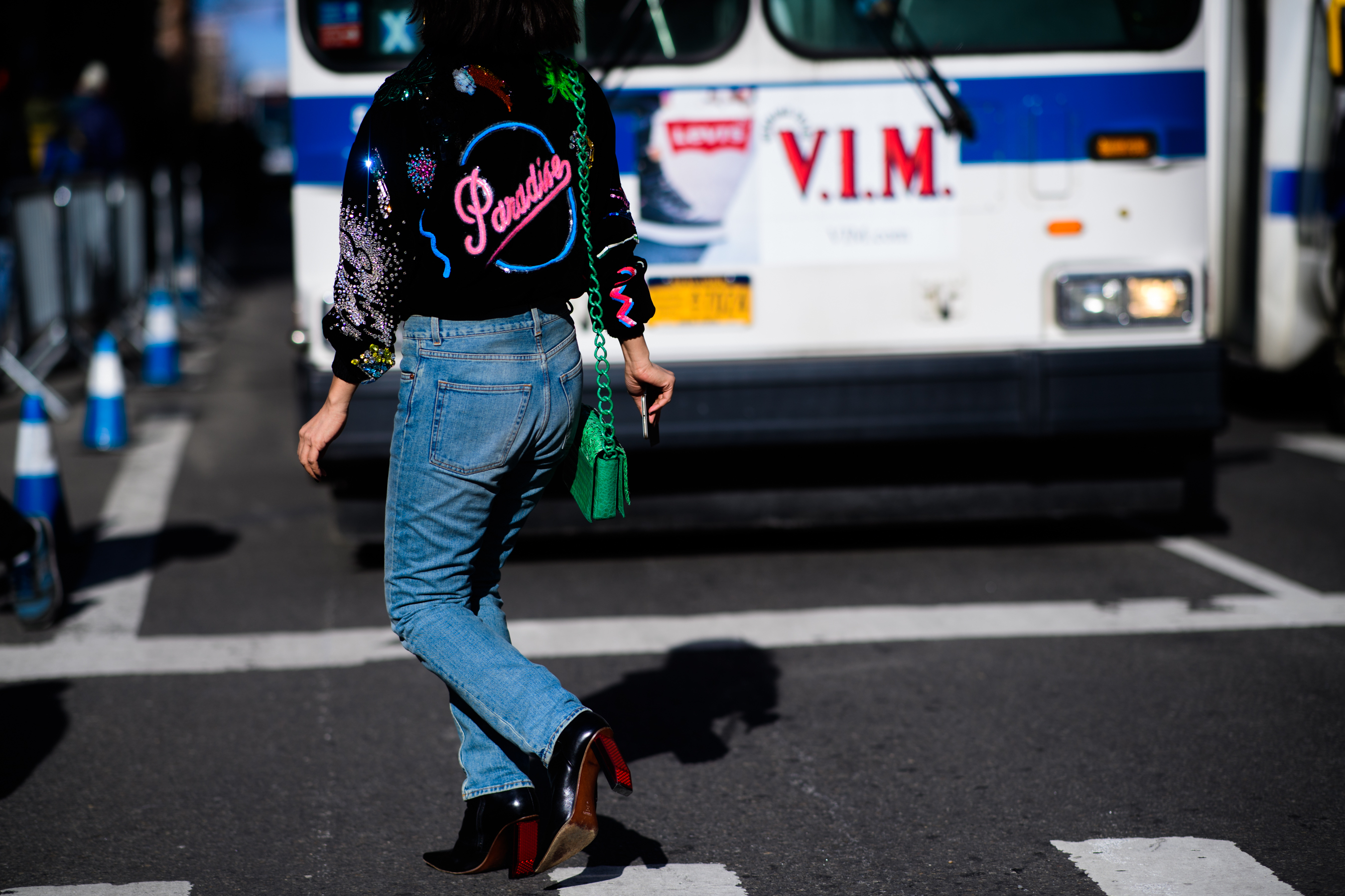 Woman wearing Vetements shoes