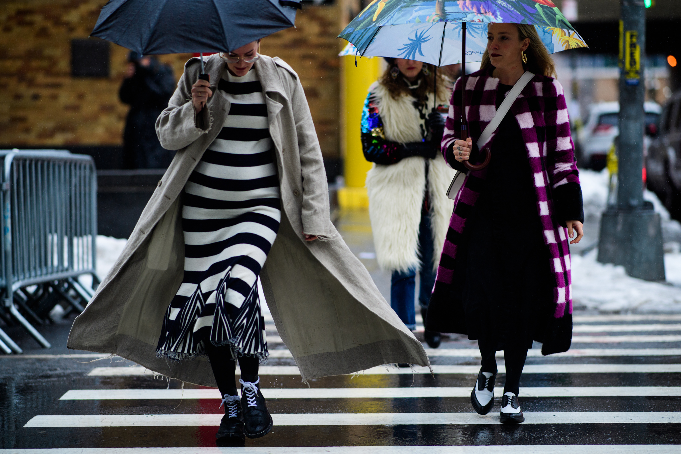 Two women wearing graphic print clothes