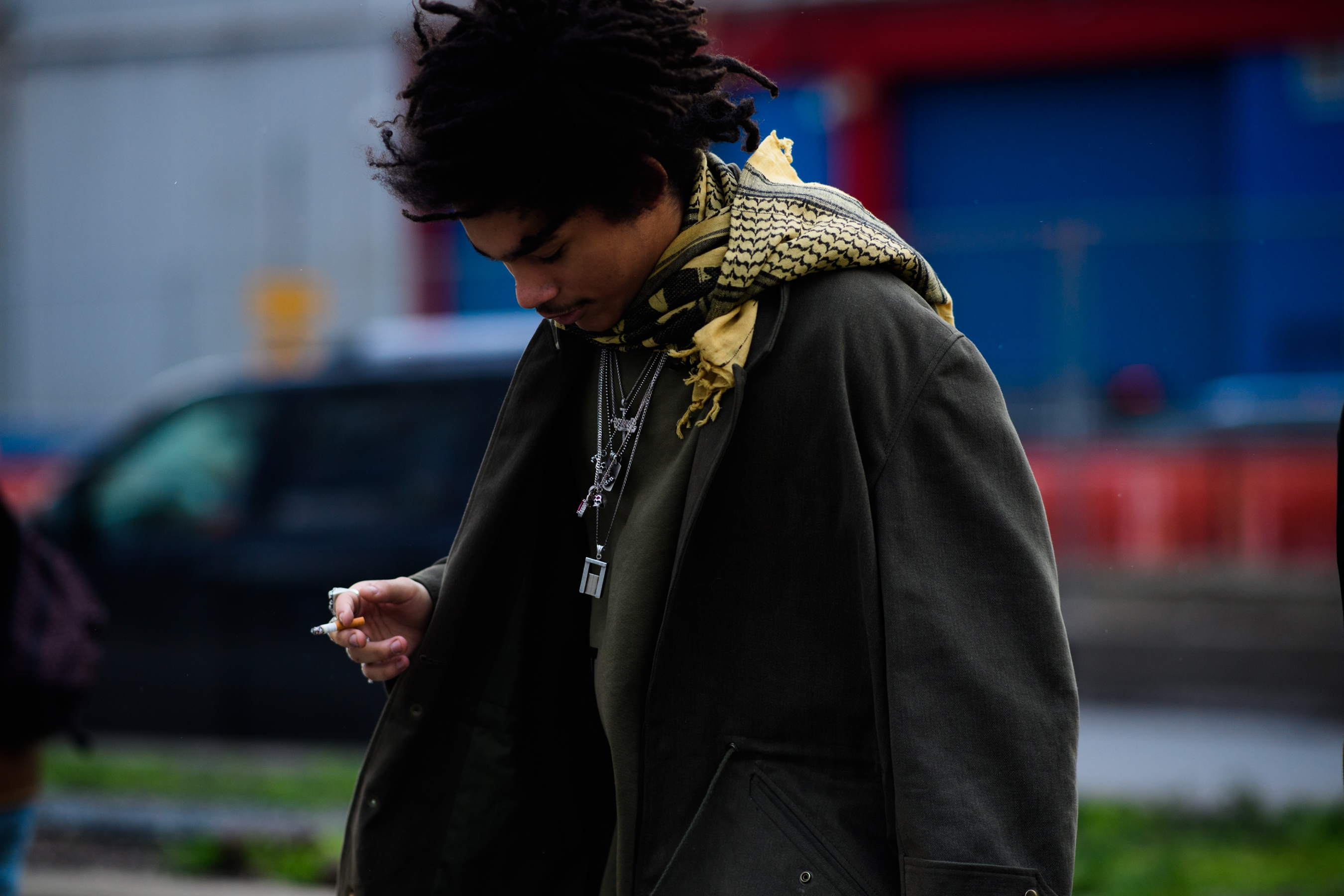 Male model wearing scarf