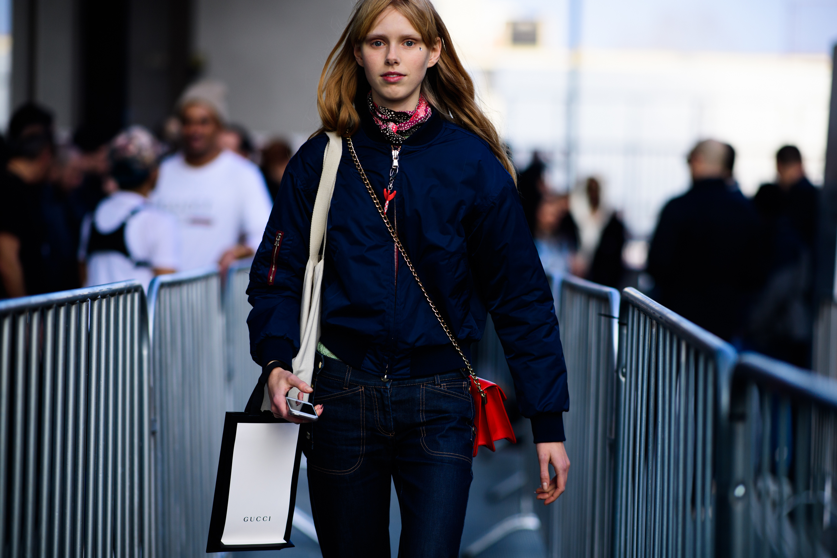 Model with Gucci bag