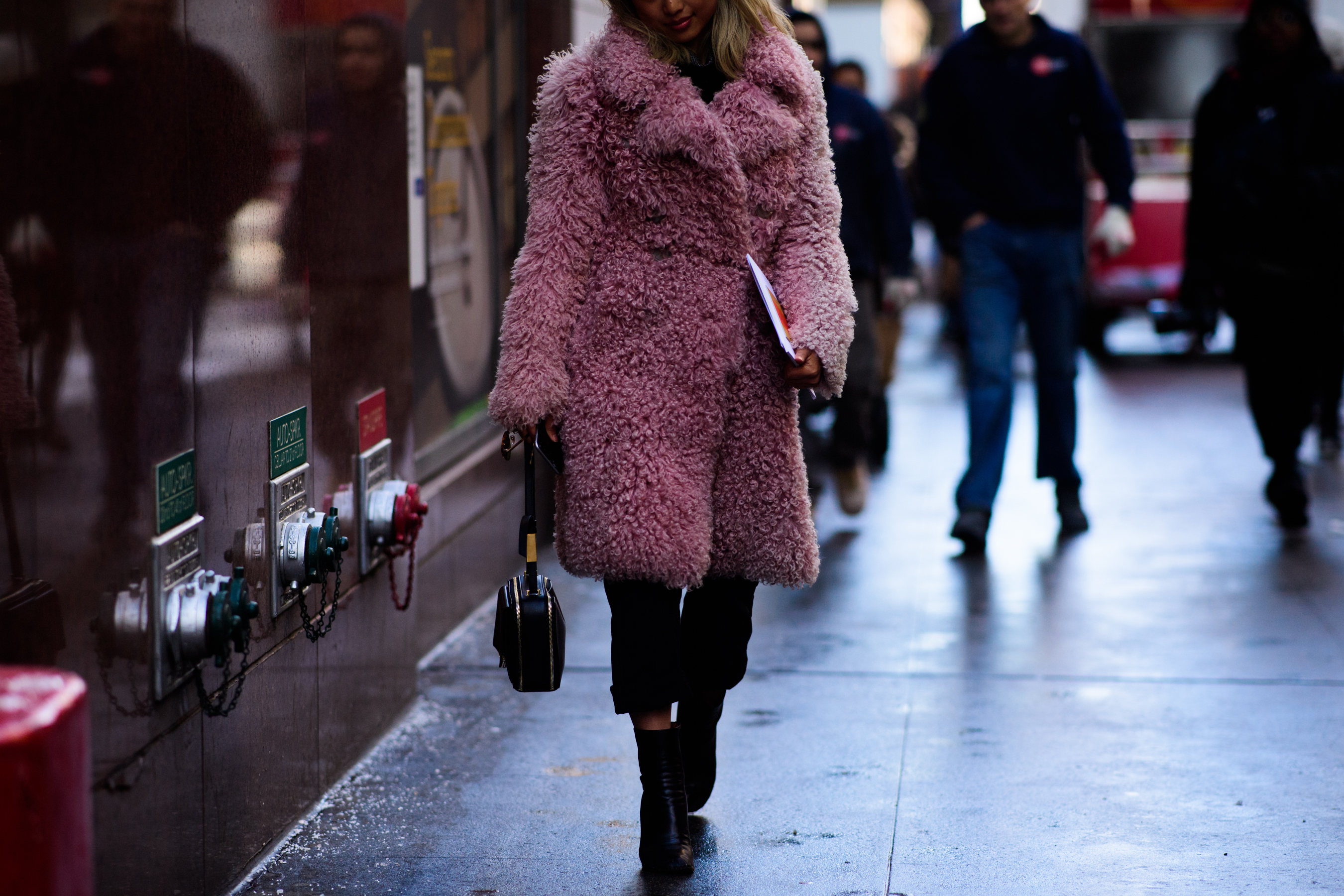 Woman wearing fur coat