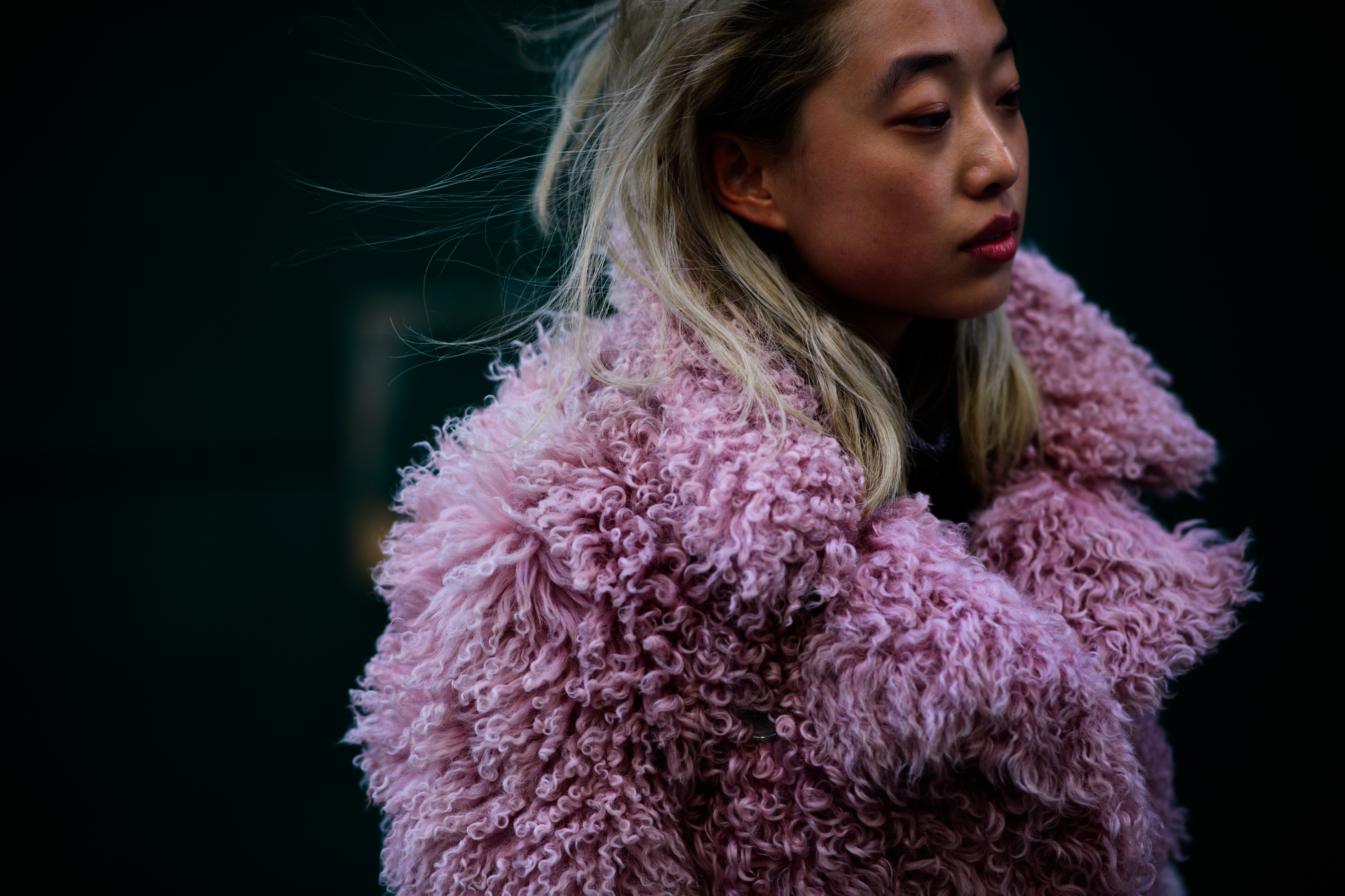 Woman wearing fur coat