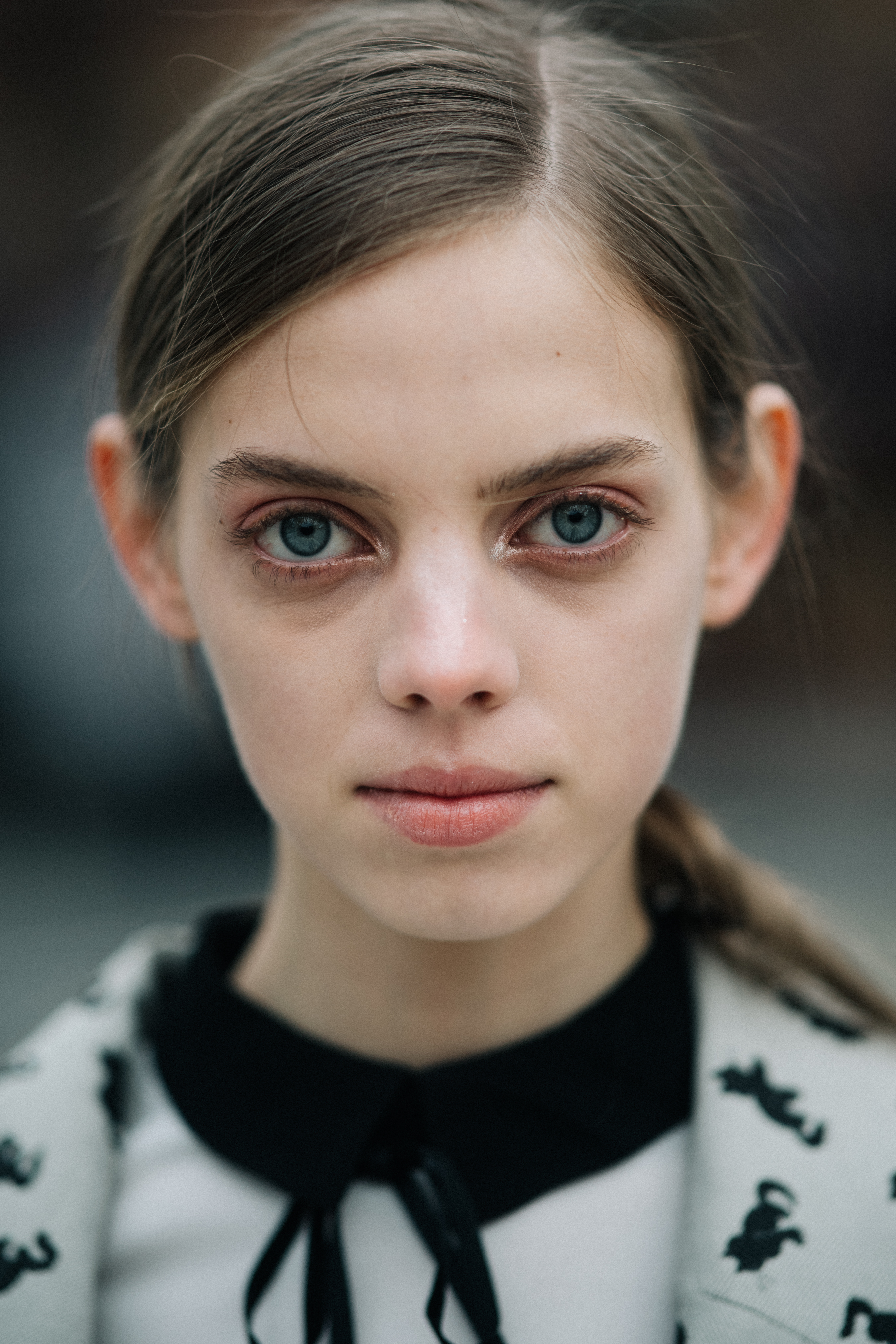 Portrait of model with big blue eyes
