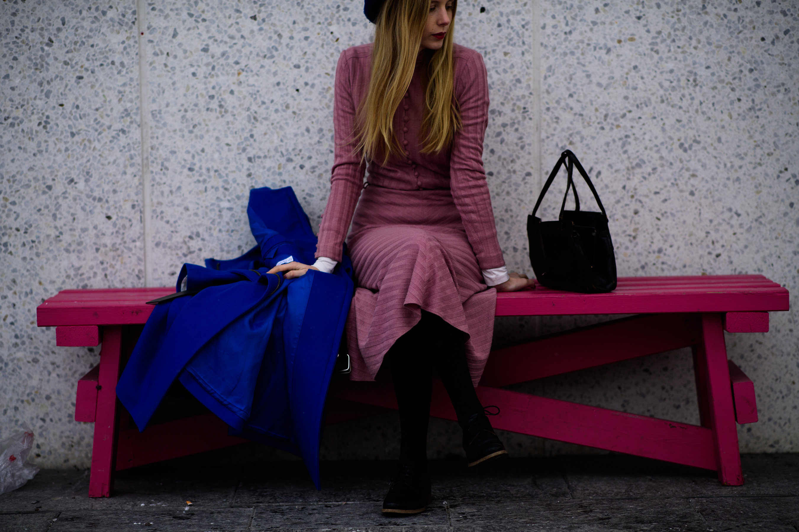 Woman wearing pink dress
