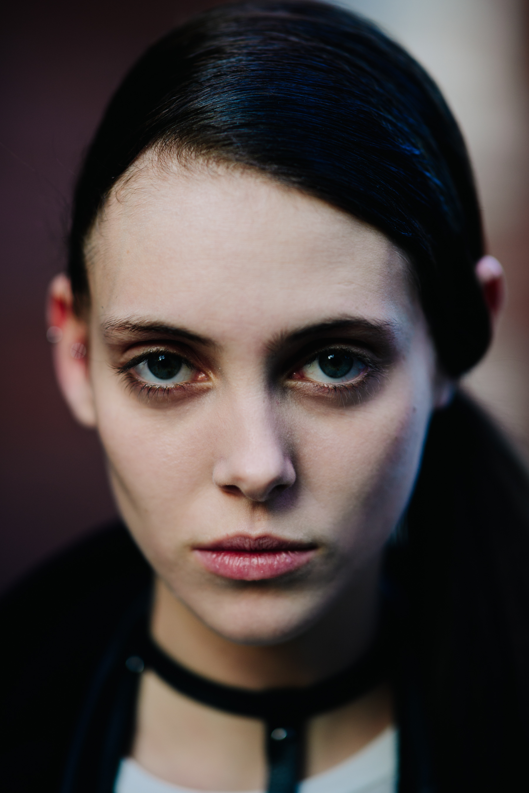Portrait of model with dark hair