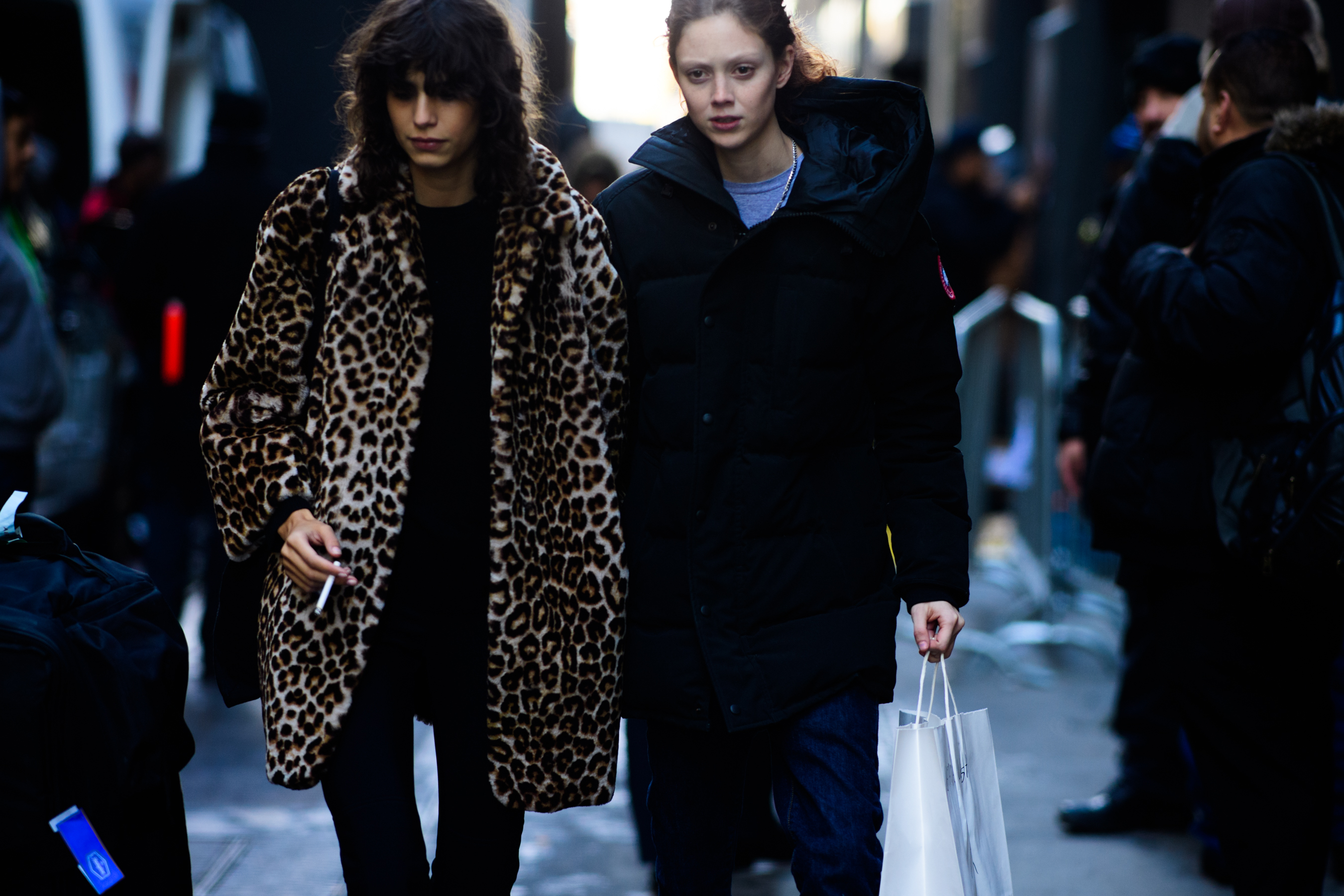 Model wearing panther coat