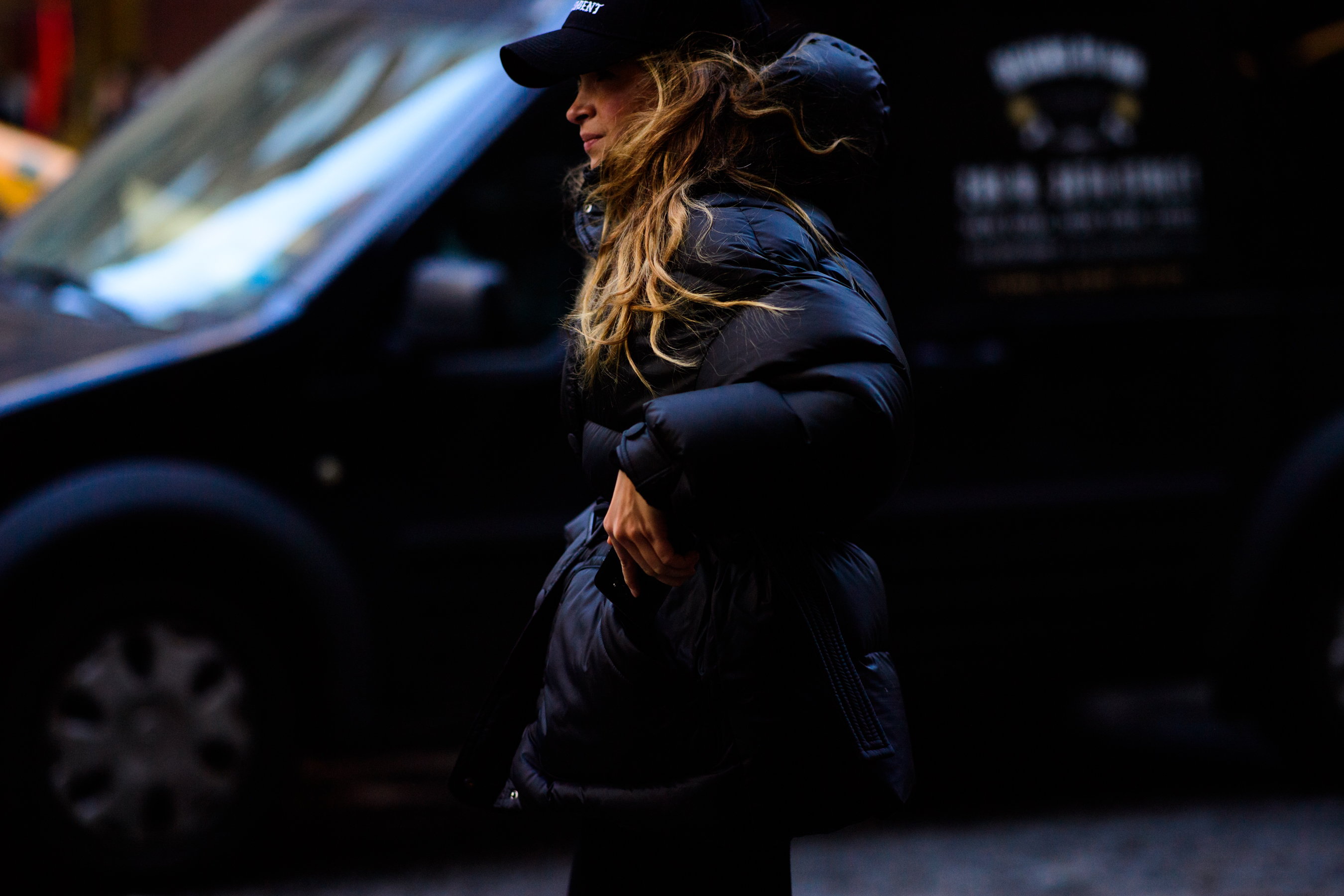 Woman wearing black jacket