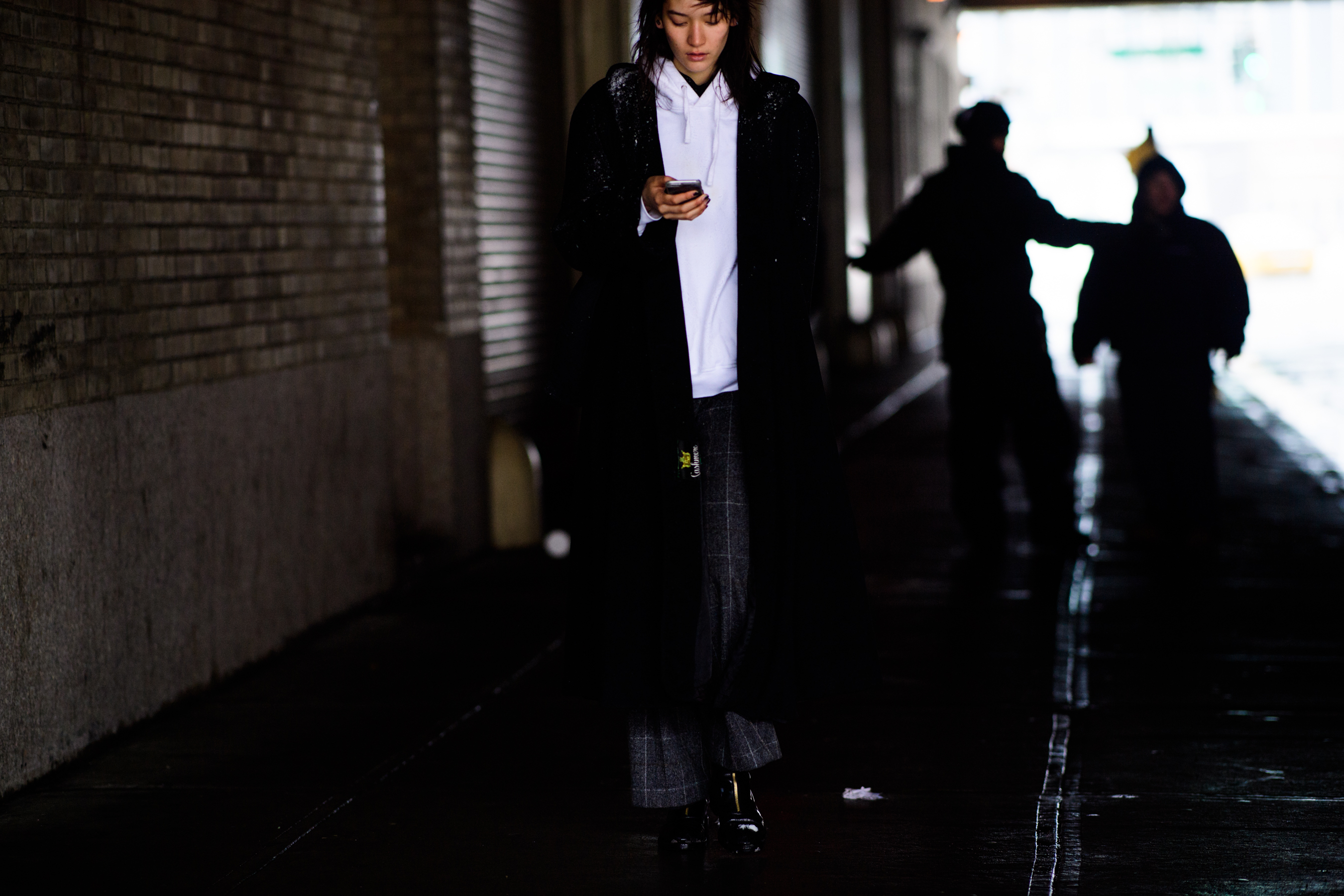 Woman wearing white hoodie