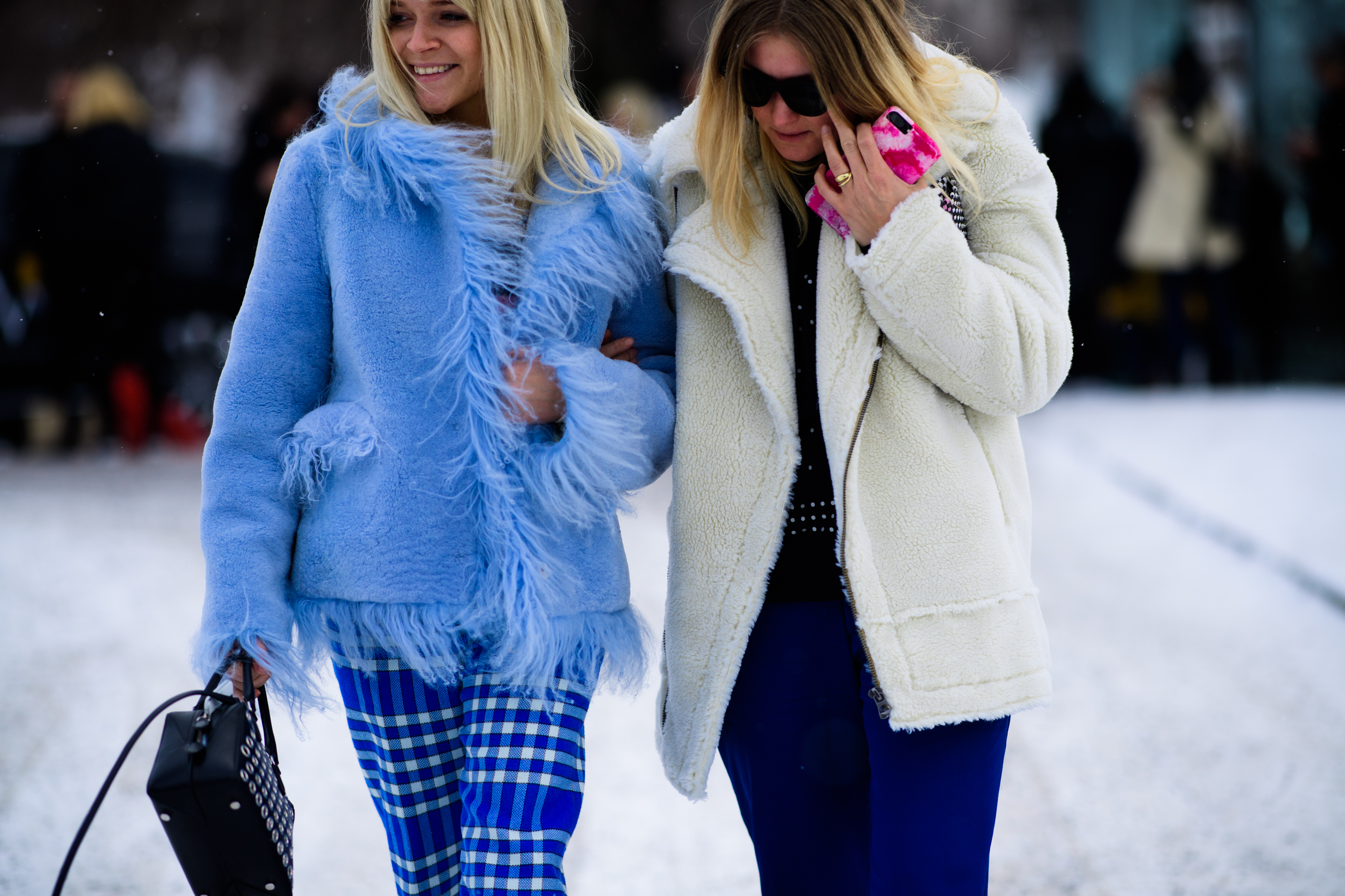 Woman wearing fur coat