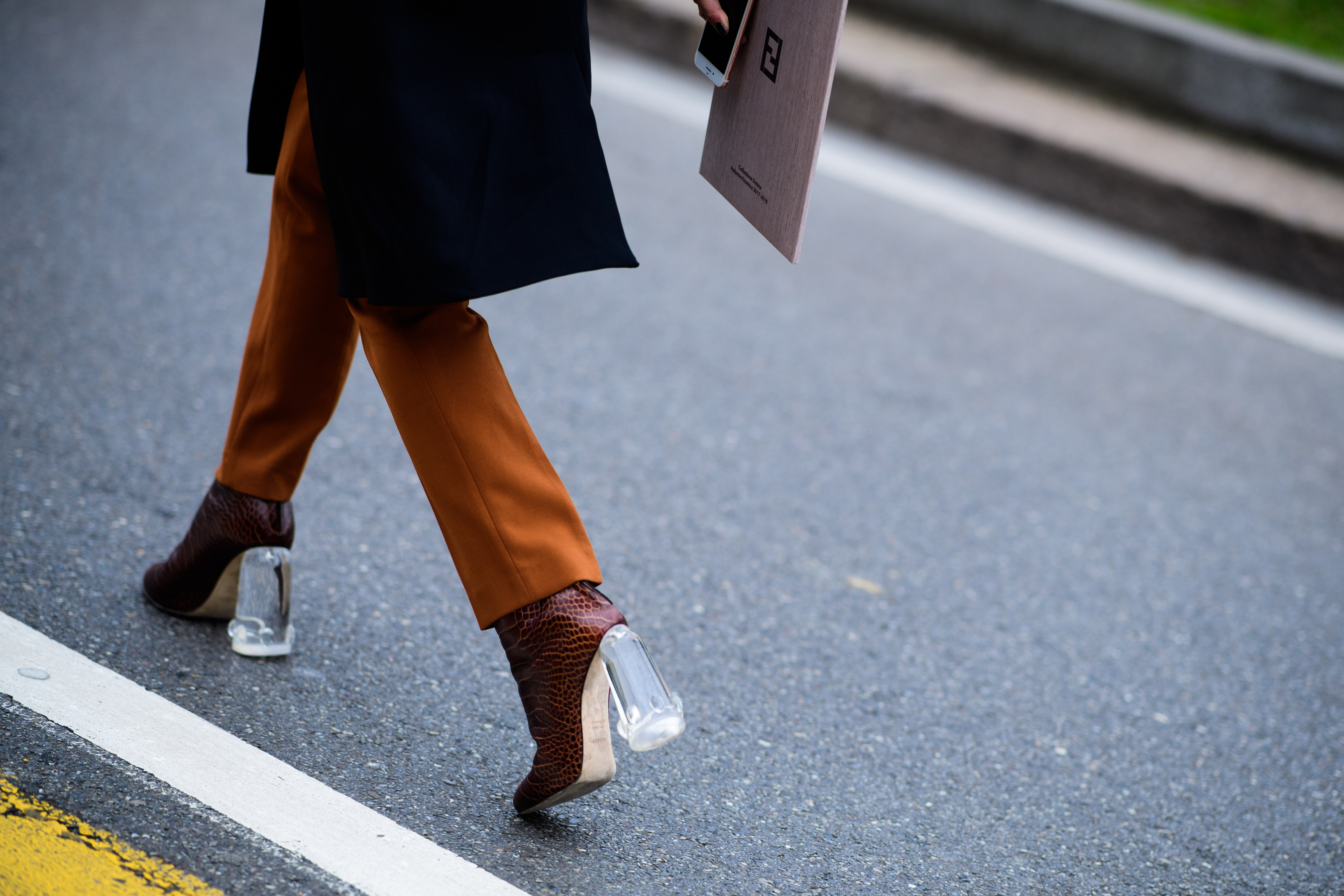 Woman wearing brown pants