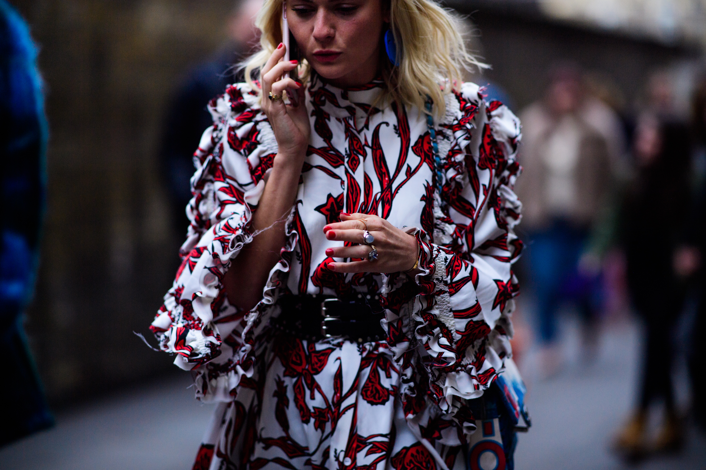 Woman wearing red and white dress