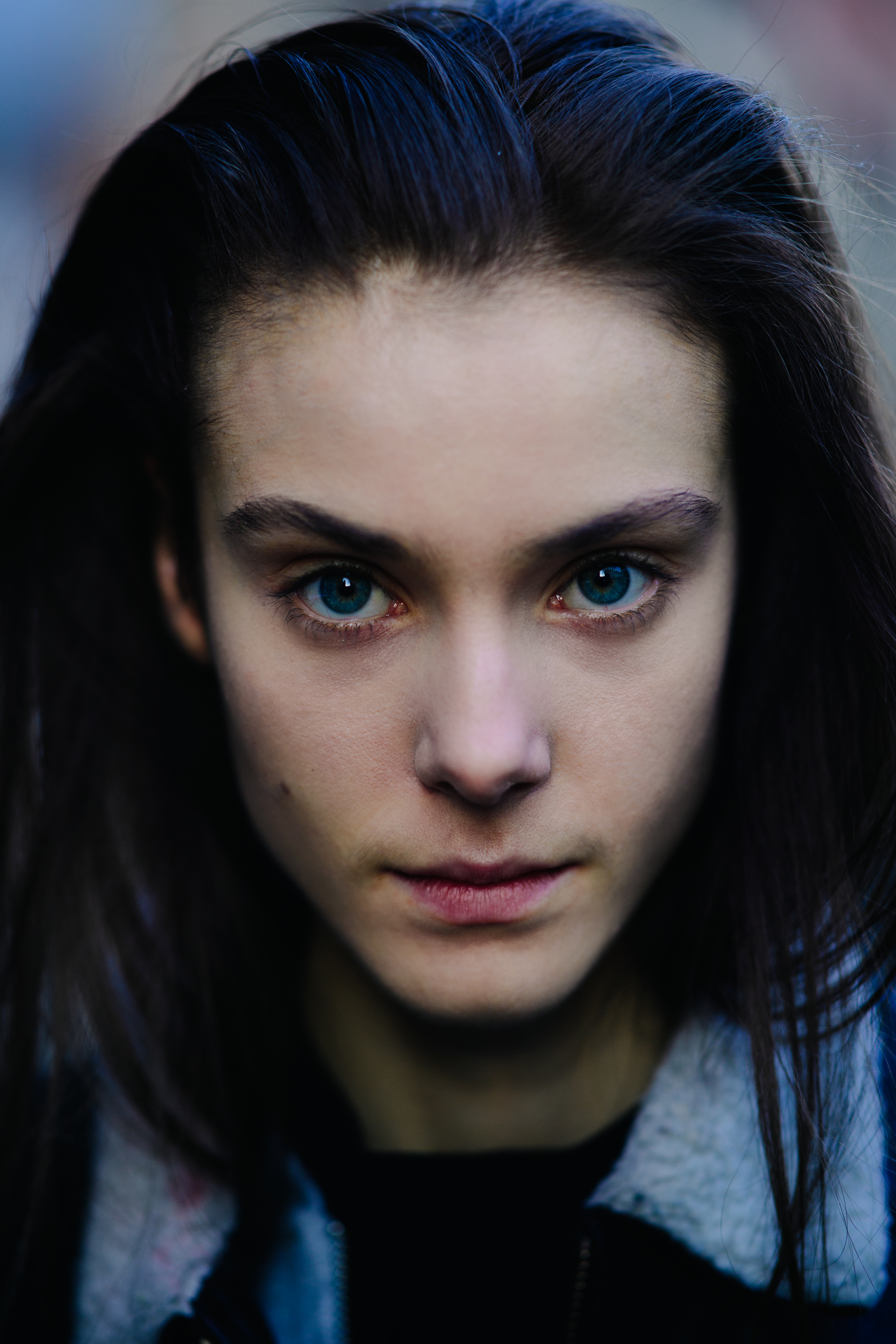 Portrait of model blue eyes