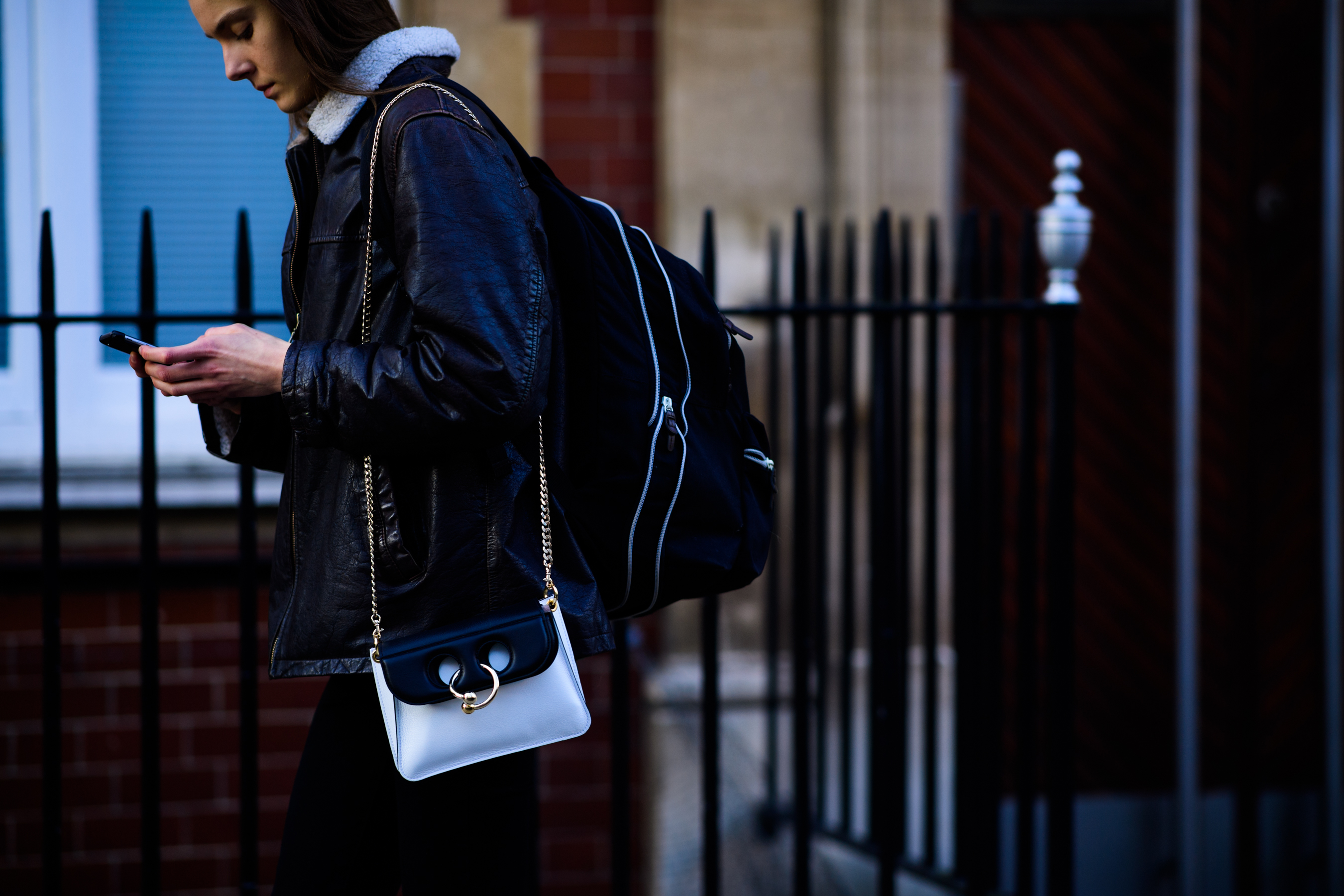 Woman wearing J.W.Anderson handbag