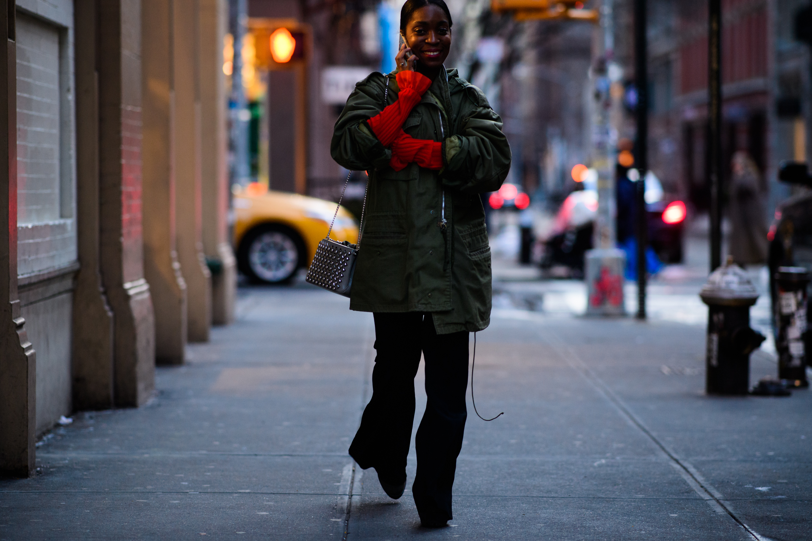 Teen Vogue editor wearing green parka