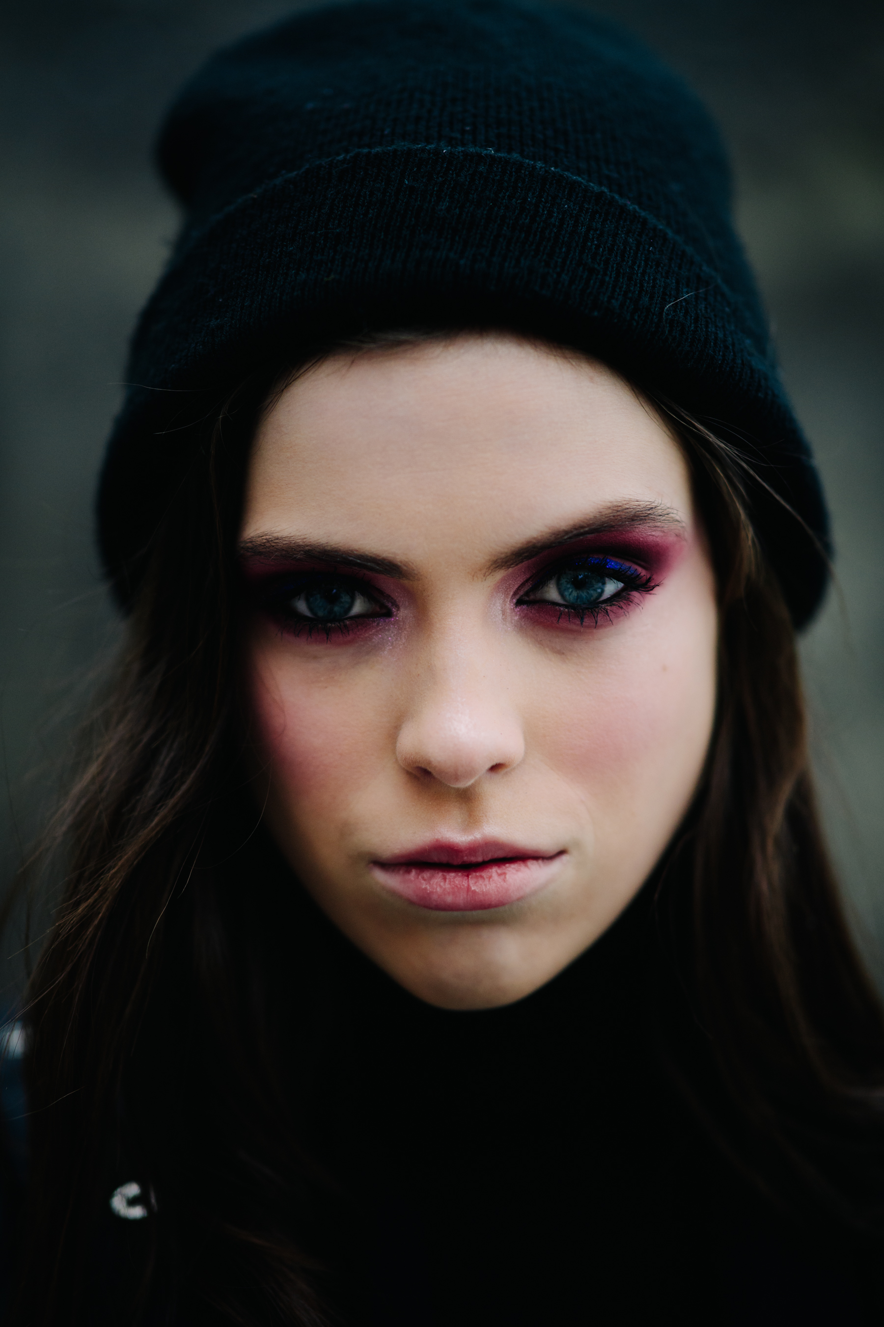 Portrait of model with blue eyes