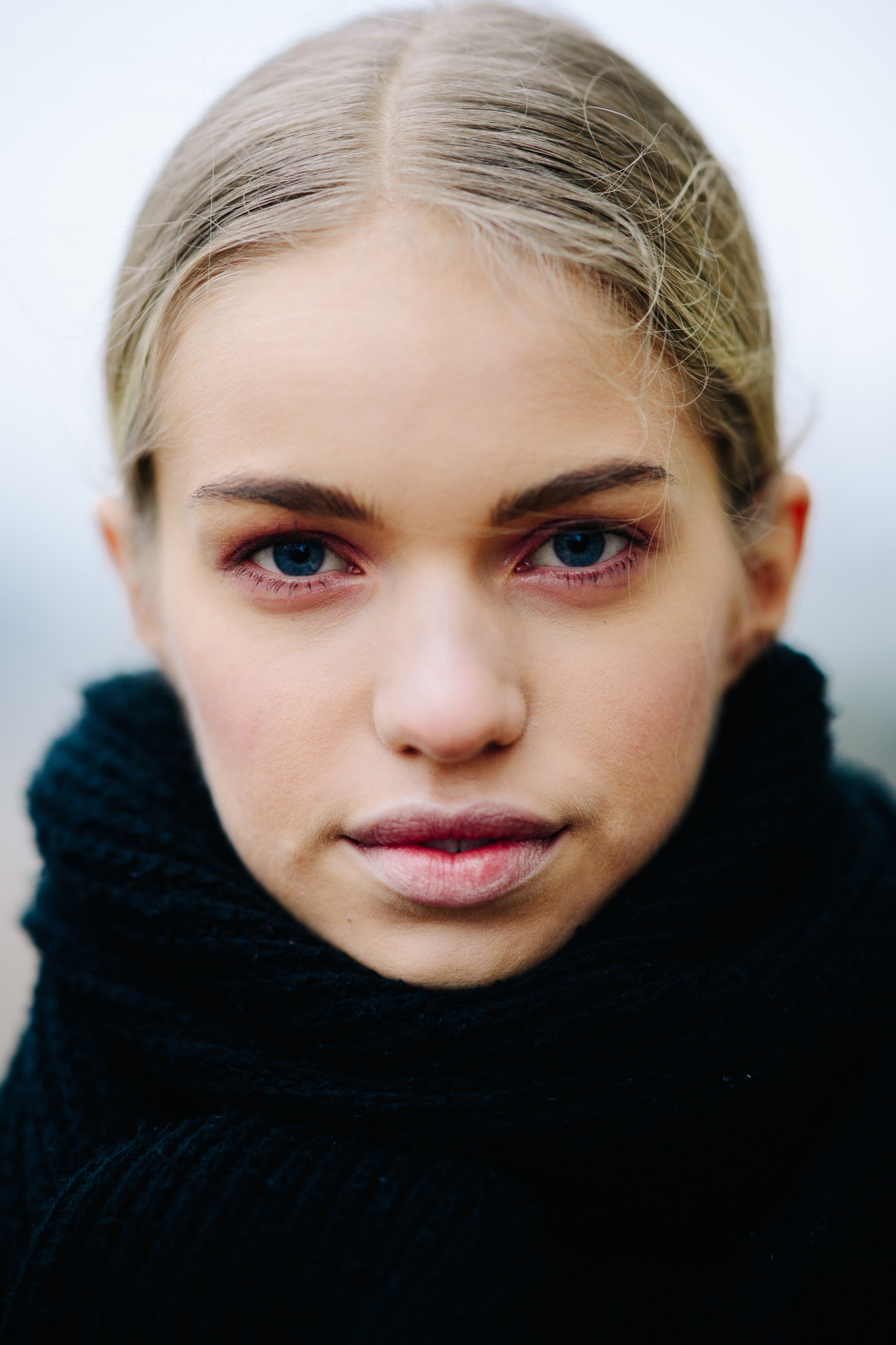 Portrait of model with blue eyes