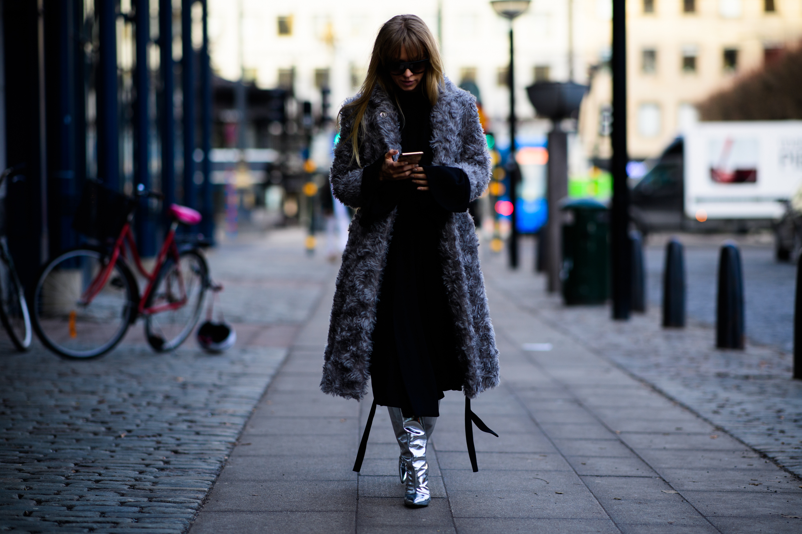 Woman wearing fur coat