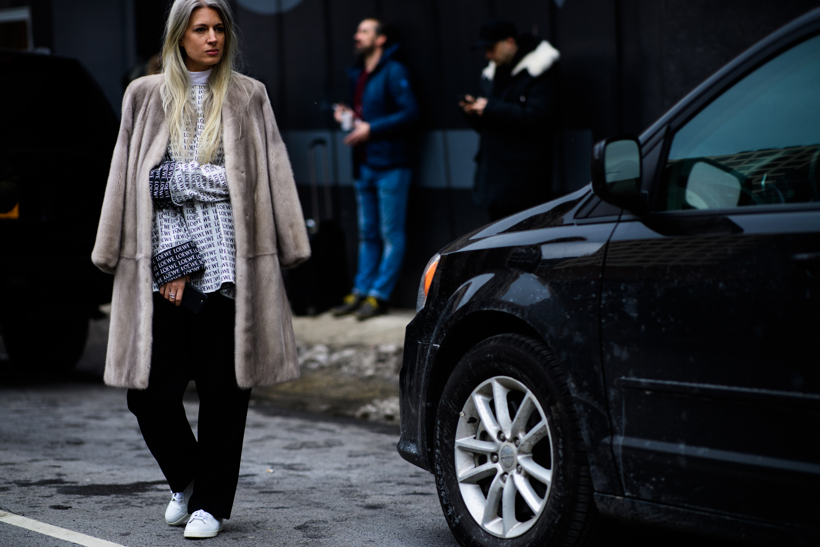 British VOGUE editor wearing fur coat