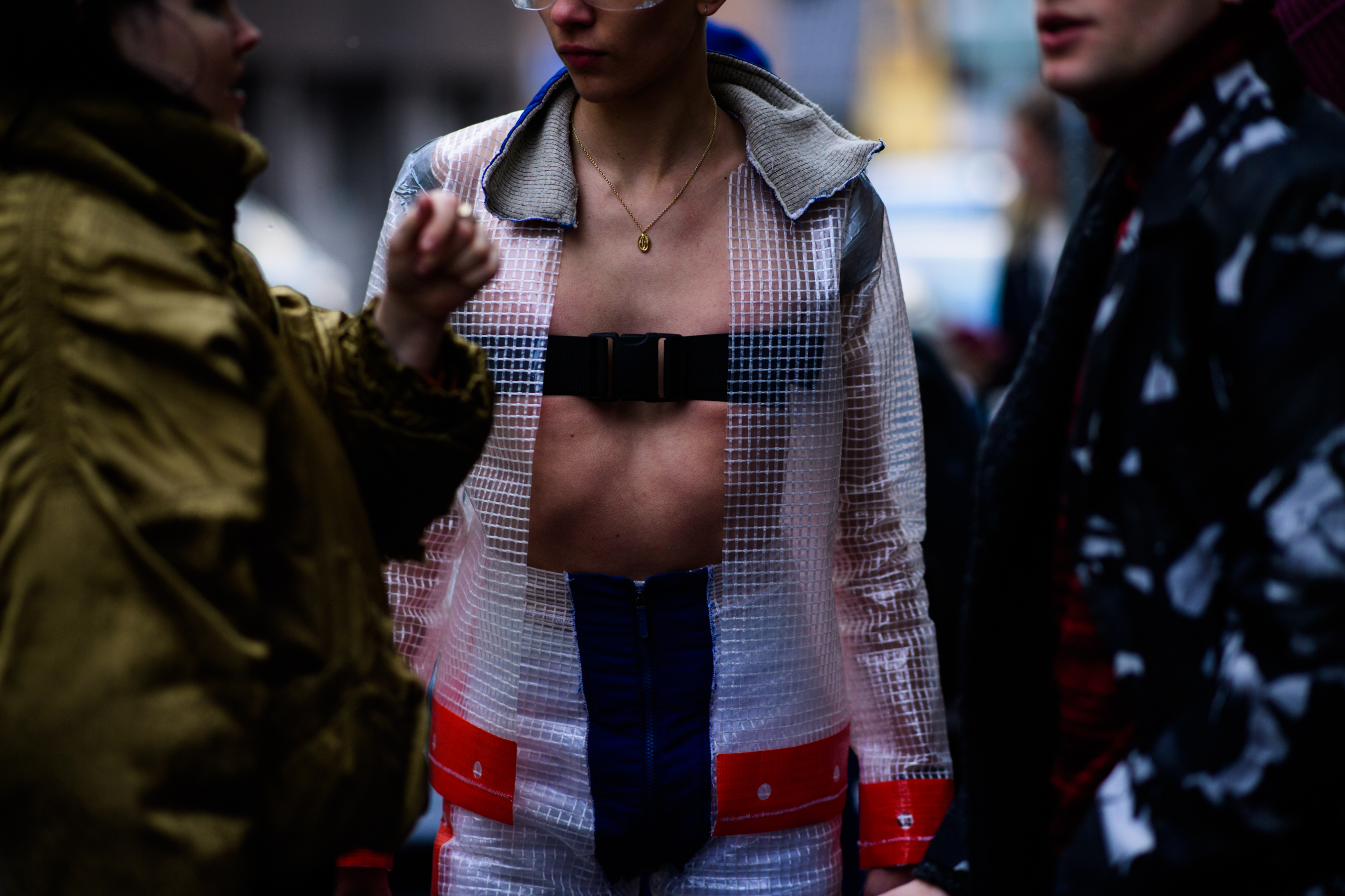 Woman wearing transparent clothes