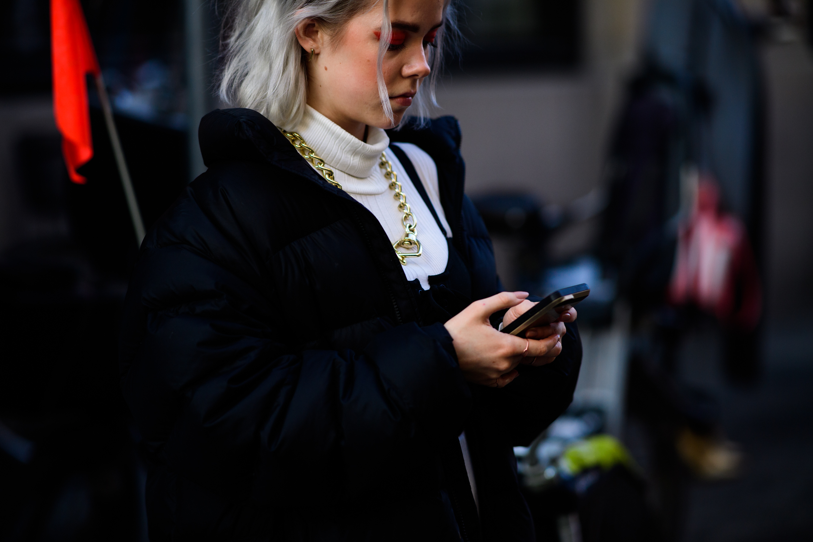 Woman with white hair