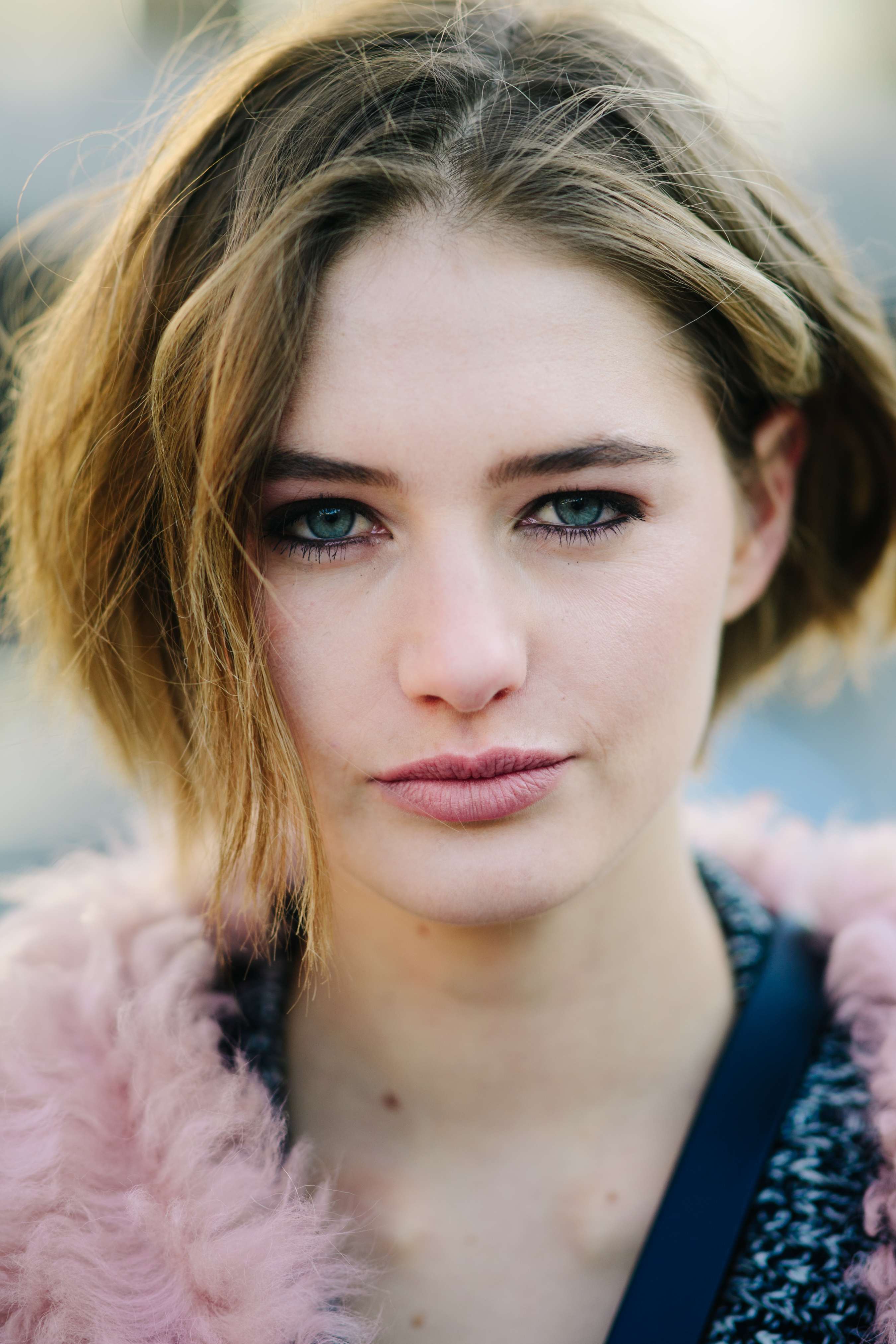 Portrait of woman with blue eyes