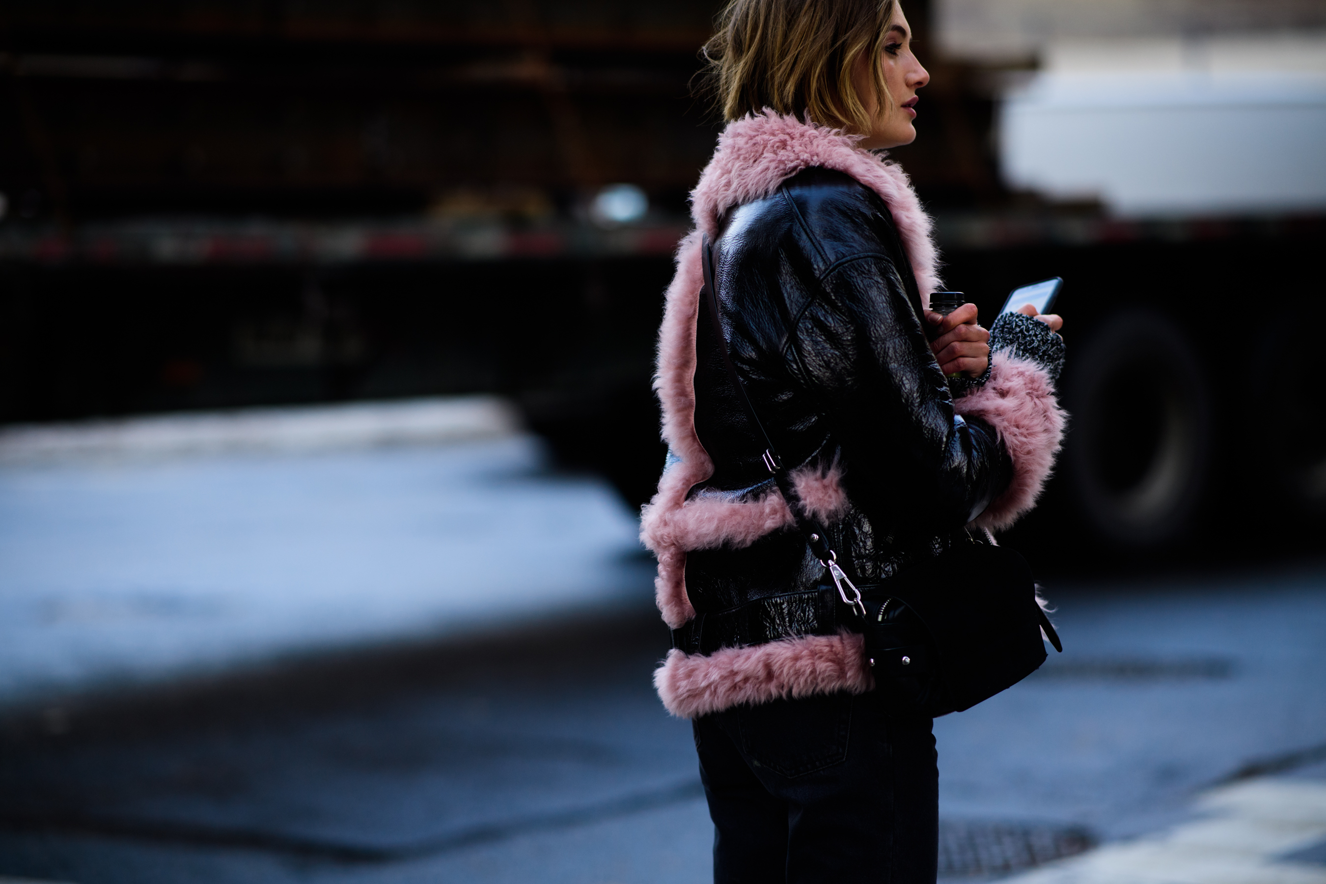 Woman wearing Prada jacket