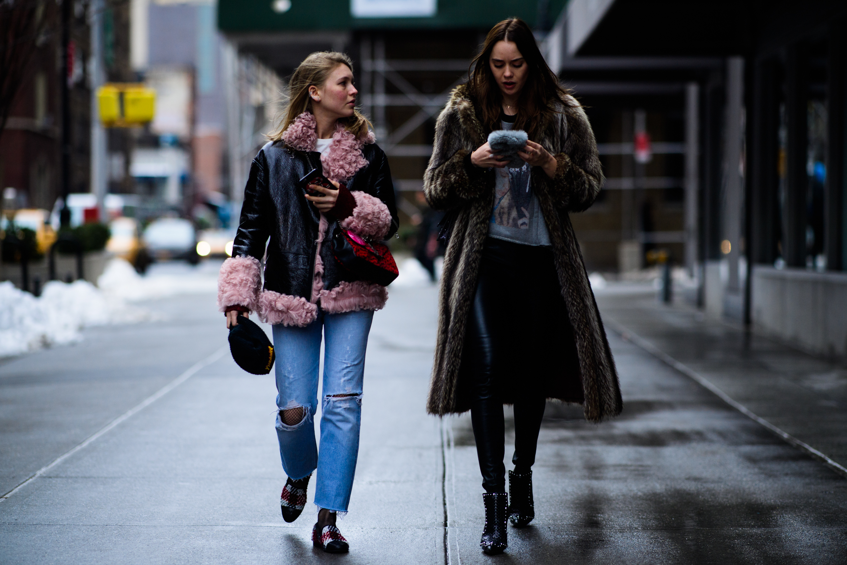 Women wearing fur clothes