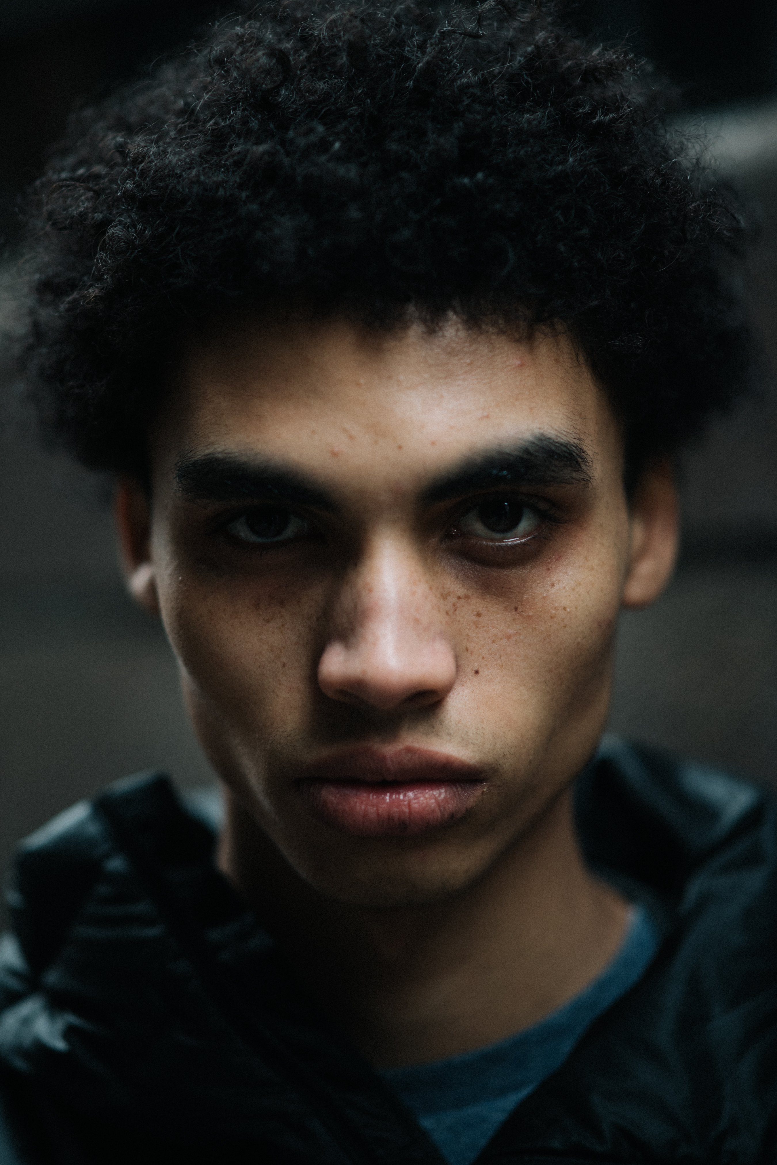 Portrait of male model with afro hairstyle