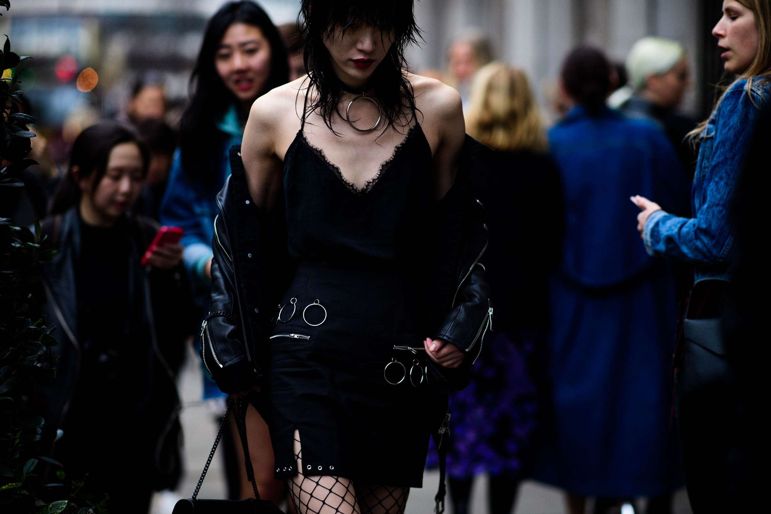 Korean model wearing black