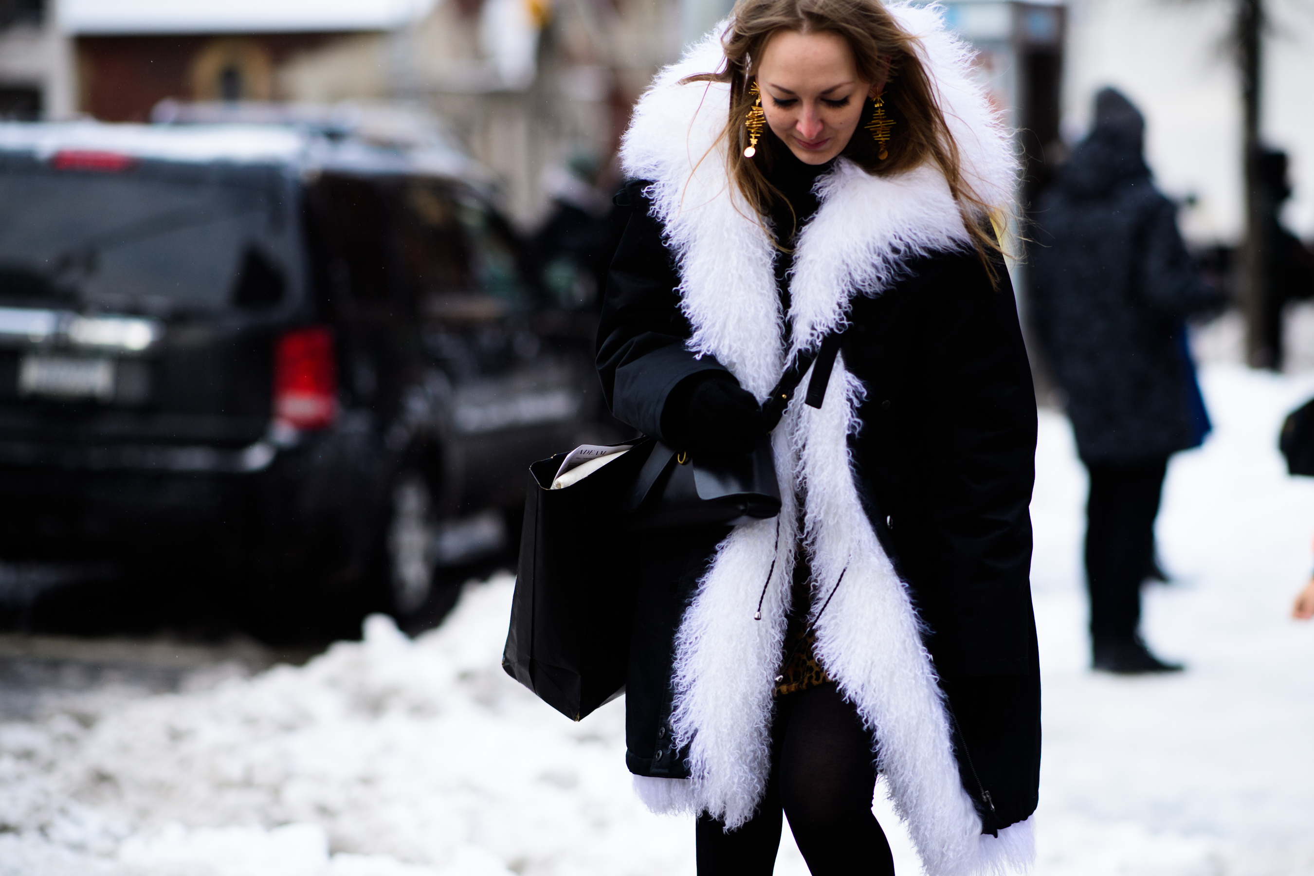 Woman wearing black jacket