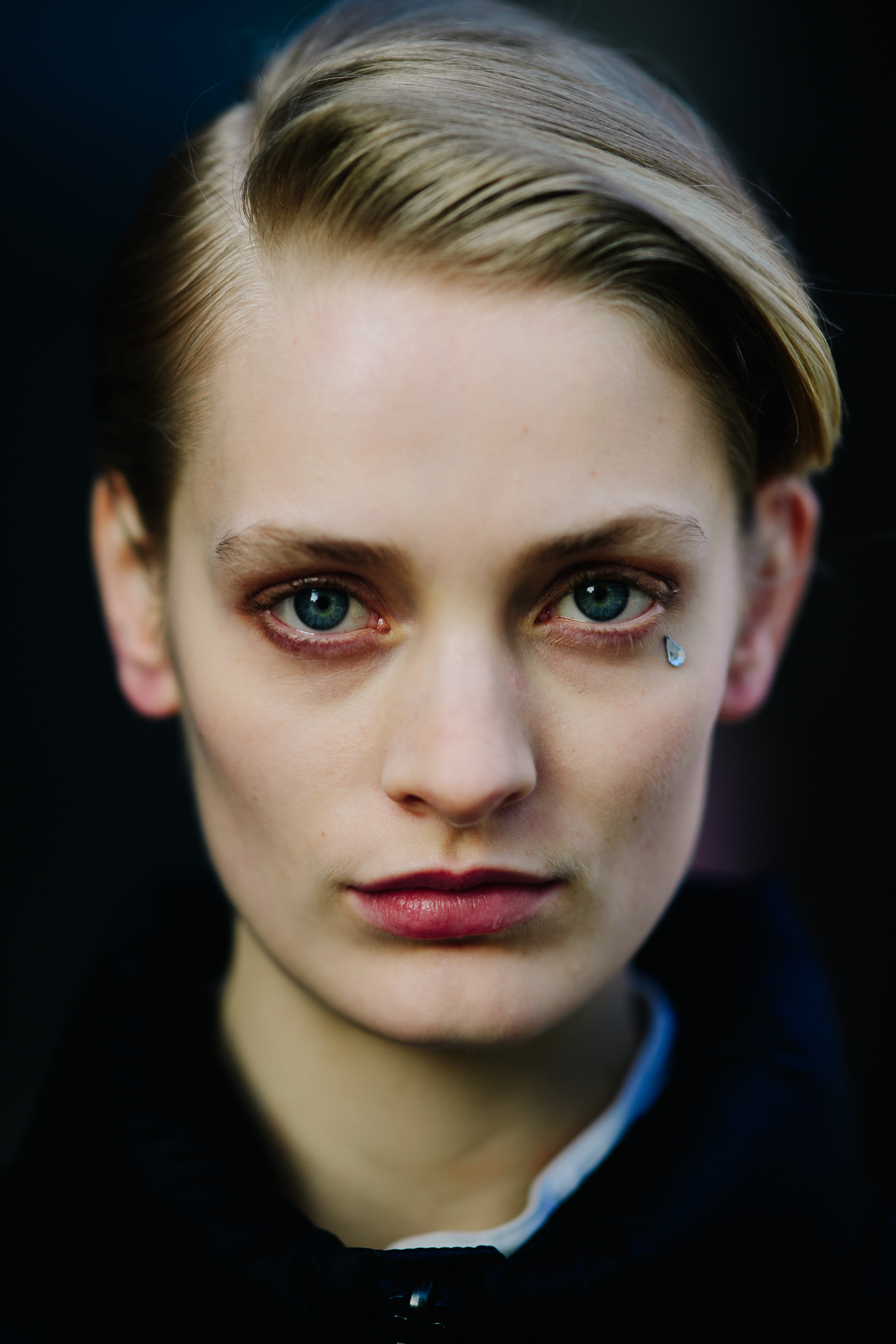 Portrait of model with blue eyes