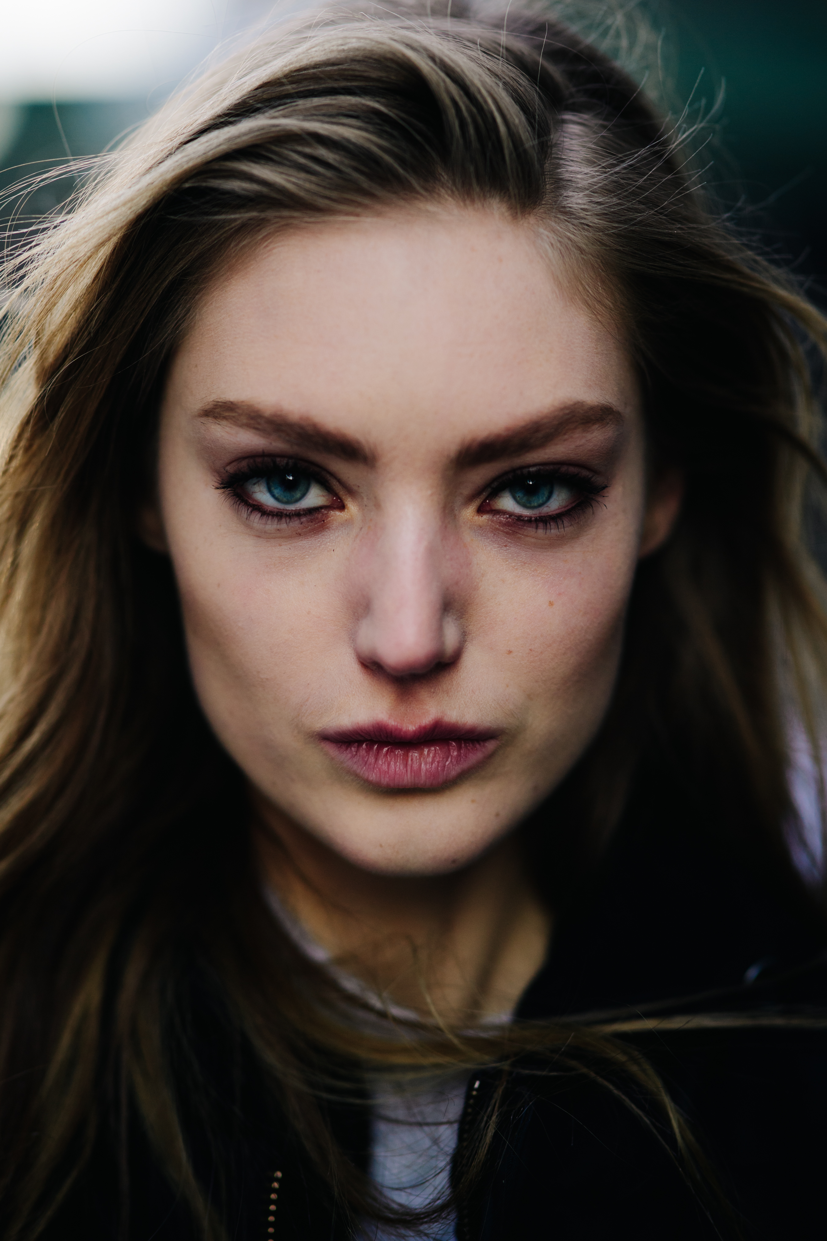 Portrait of woman with blue eyes
