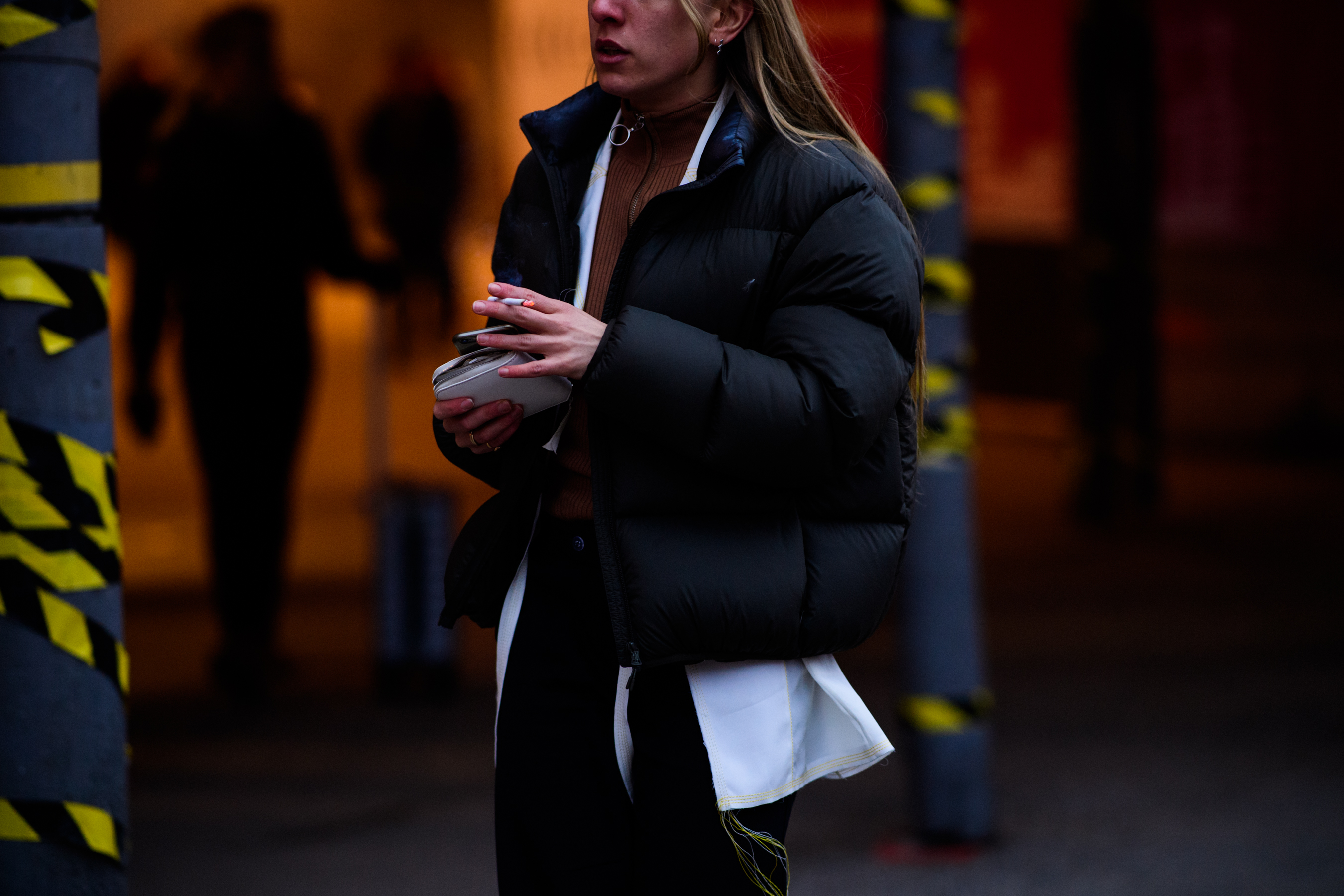 Woman wearing black jacket
