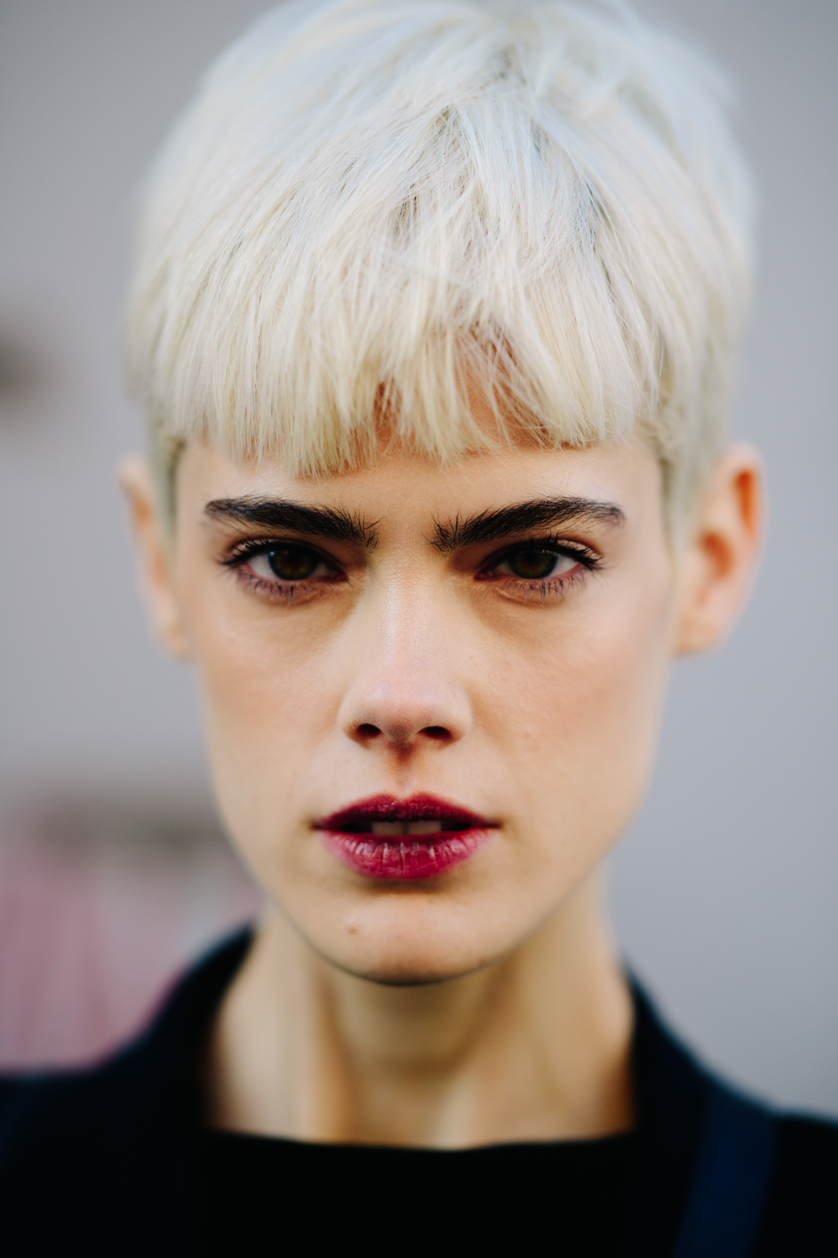 Portrait of Danish model with white hair