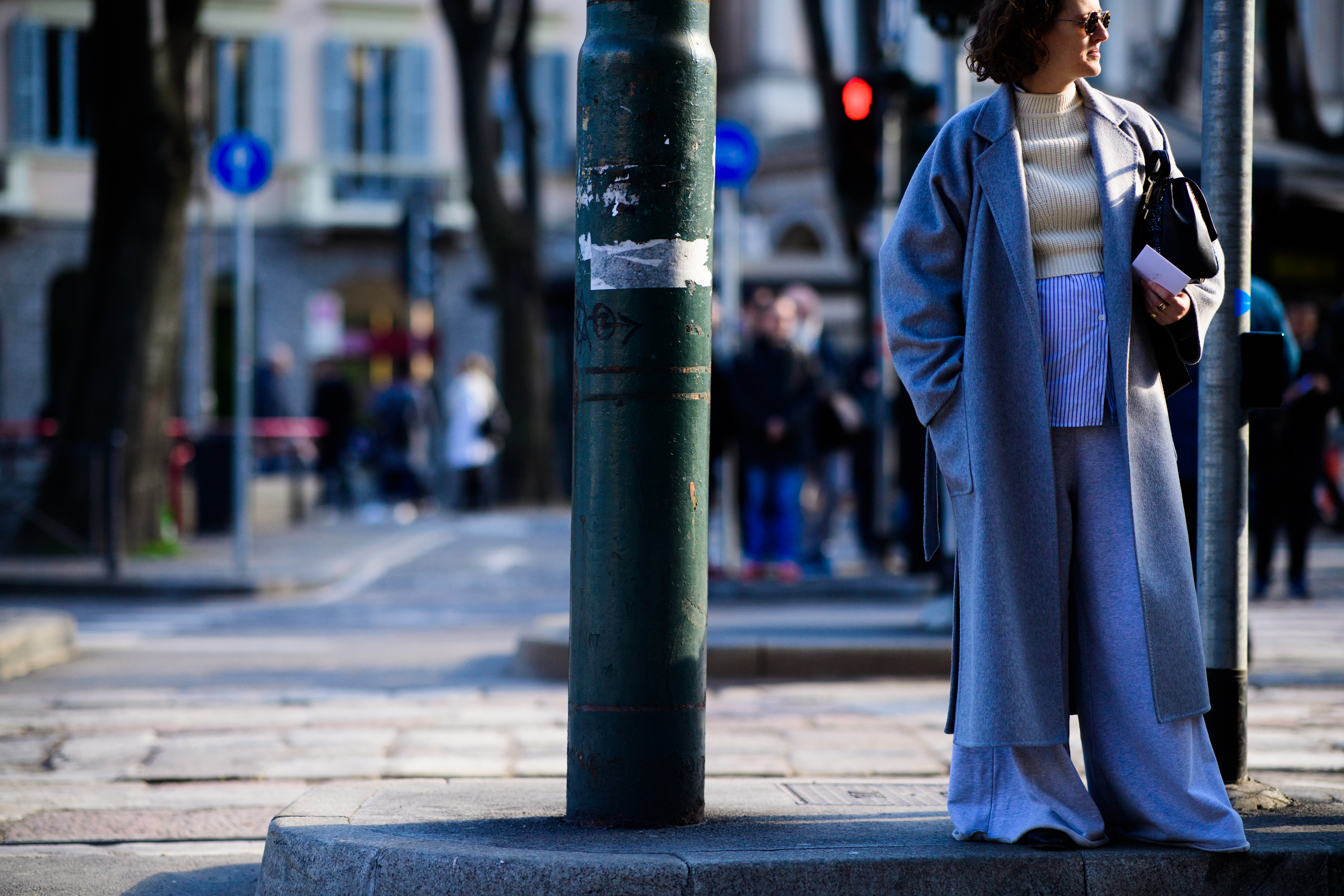 Woman wearing blue clothes