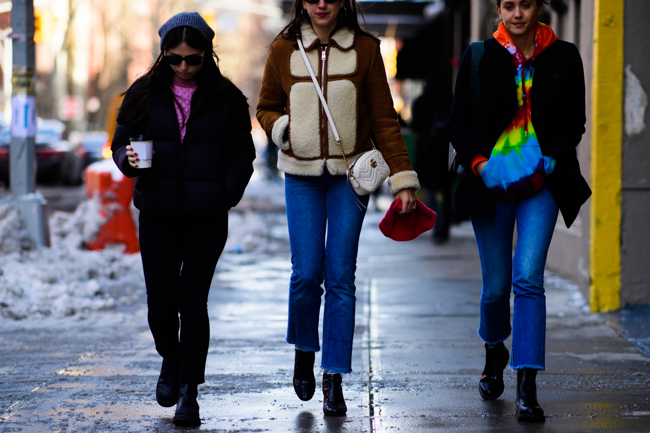 Women wearing blue jeans