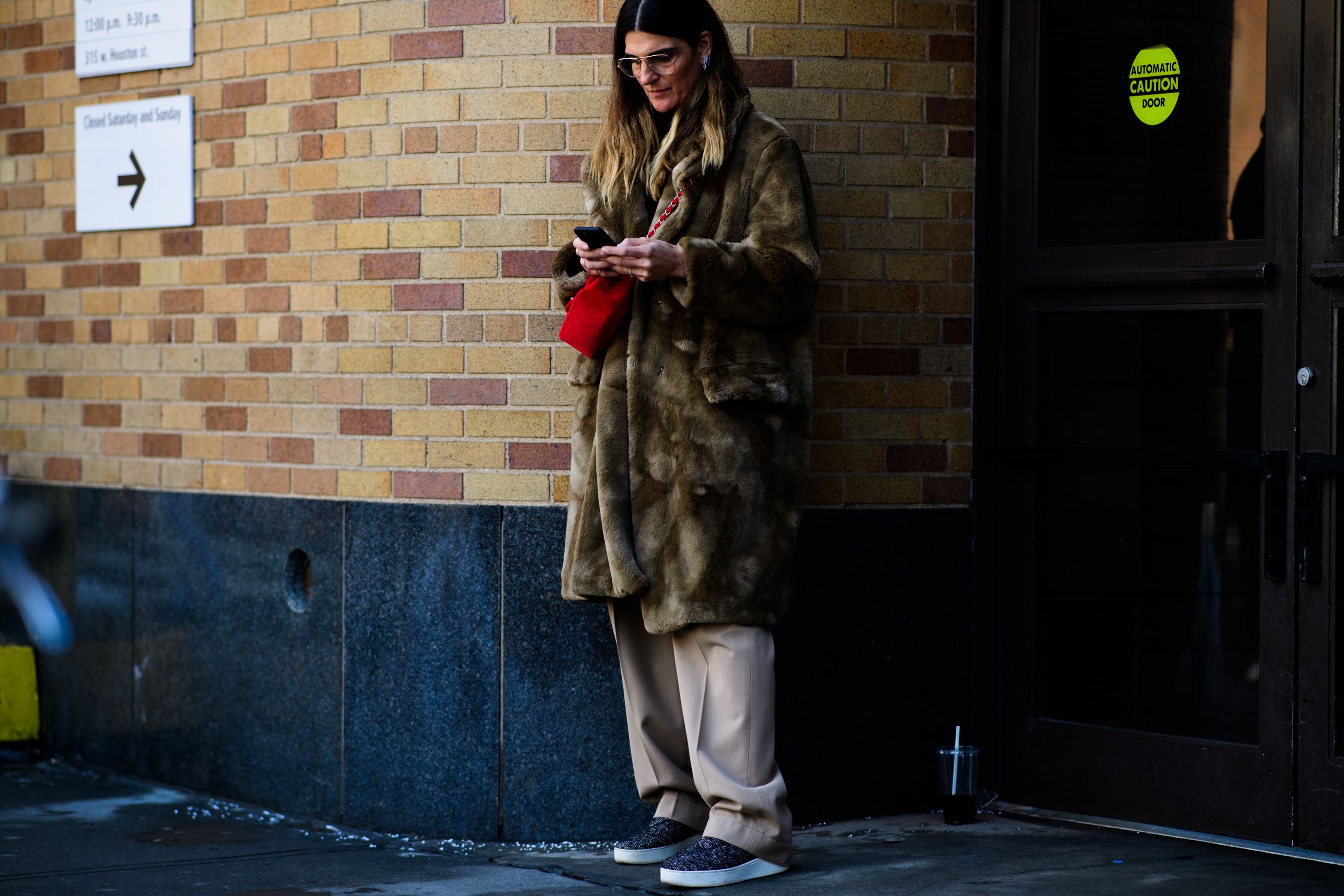 Woman wearing fur coat