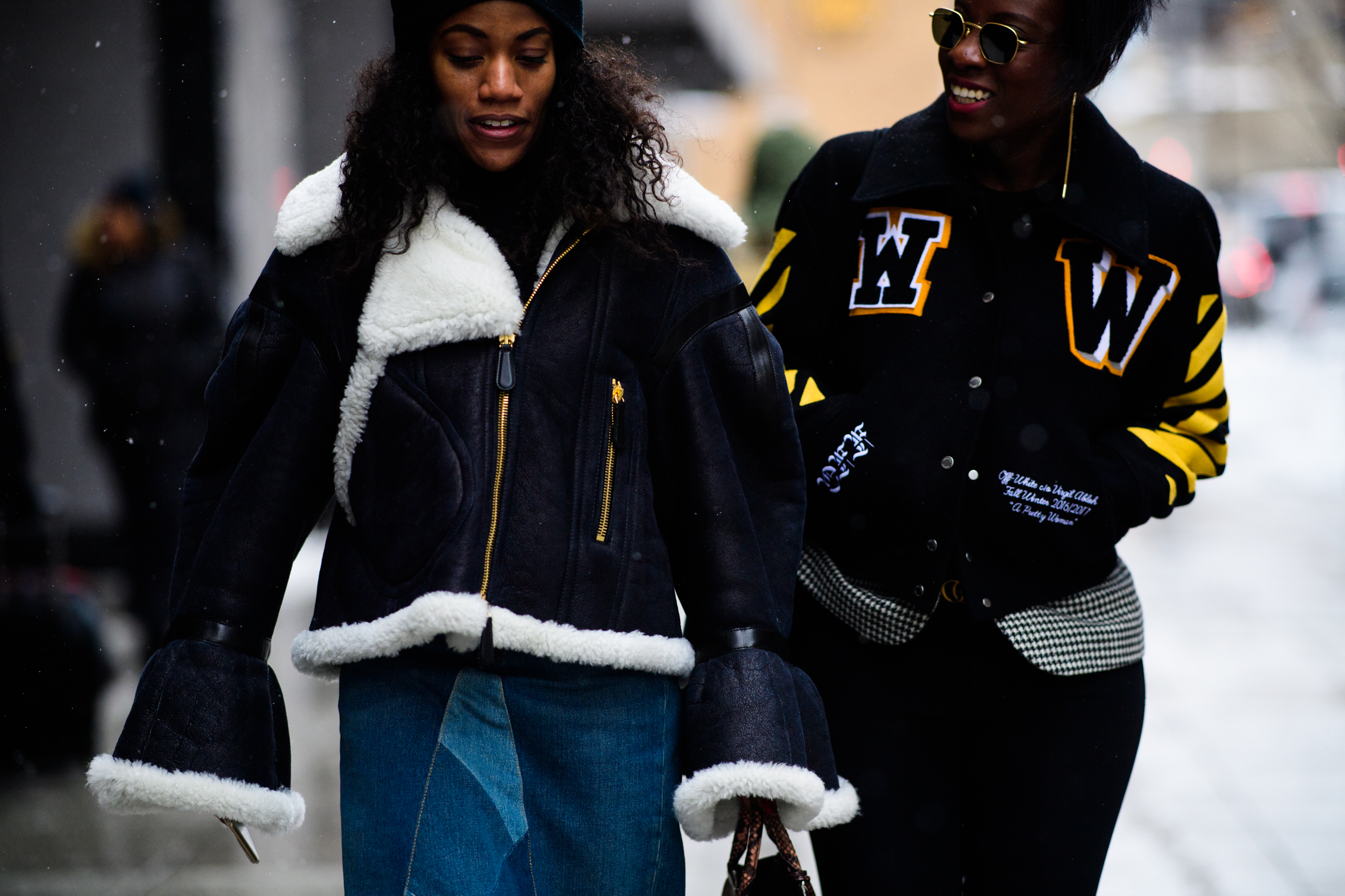 Woman wearing Off-White jacket