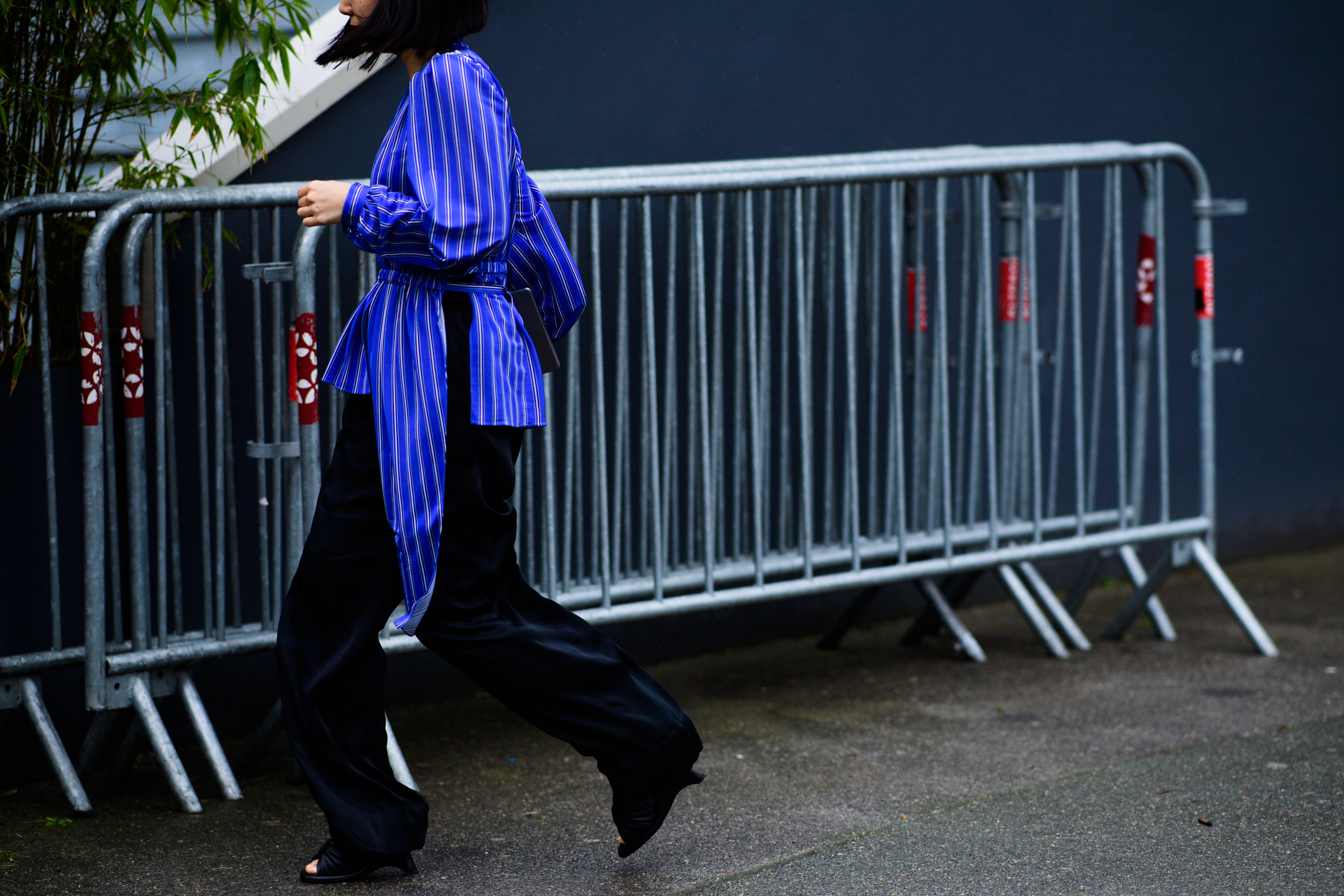 Woman wearing blue blouse