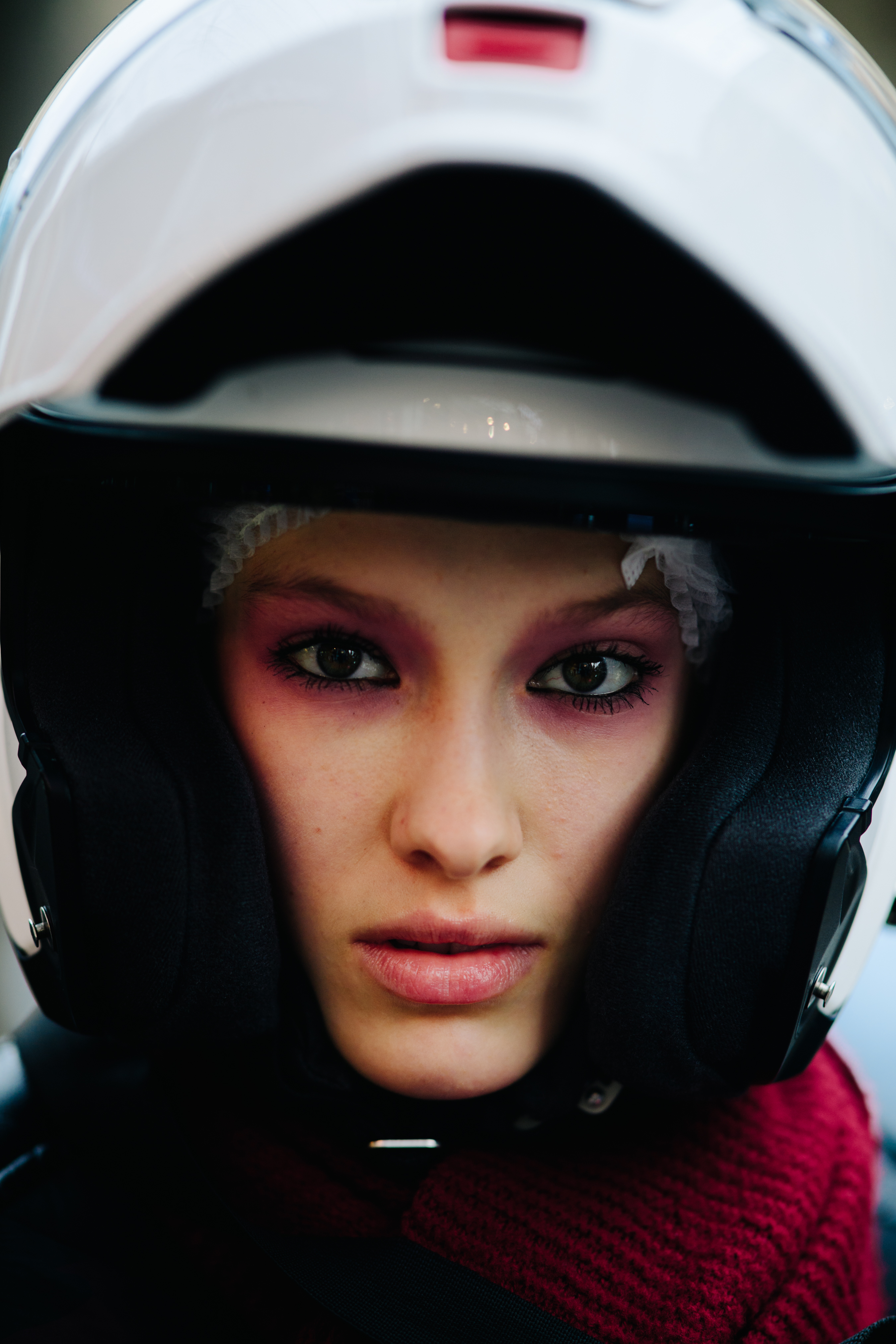 Portrait of a model with pink eye make up